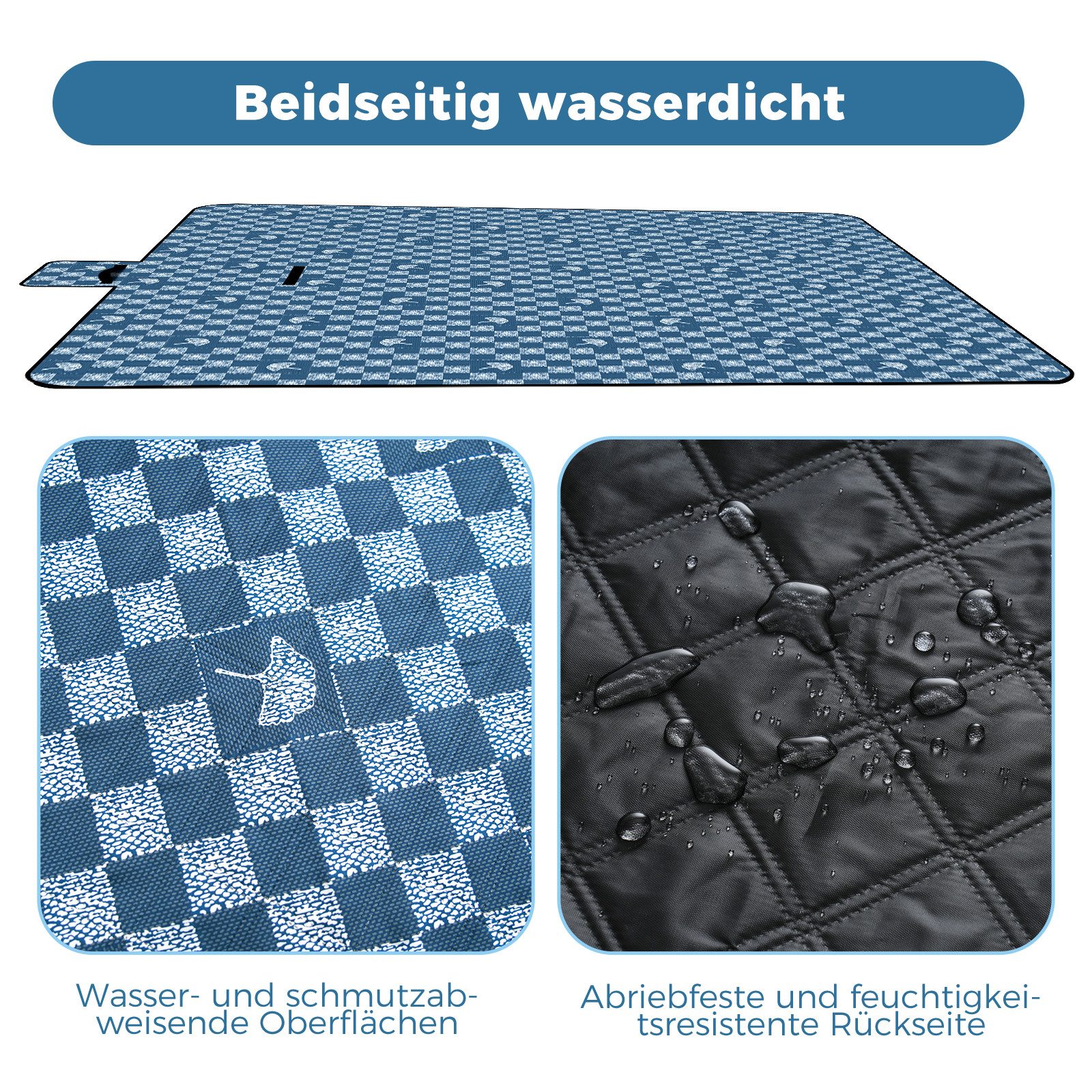 Picknickdecke Wasserdicht Groß Faltbar Strandmatte Campingdecke, Oak&Tea, Wasserdichte Picknickdecke, faltbar, leicht, Outdoor, Strand, Camping