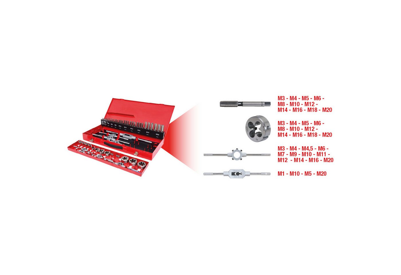 Thumbnail - KS Tools Drehmomentschlüssel KS TOOLS HSS Gewindeschneidwerkzeug-Satz 54tlg. - 331.0654