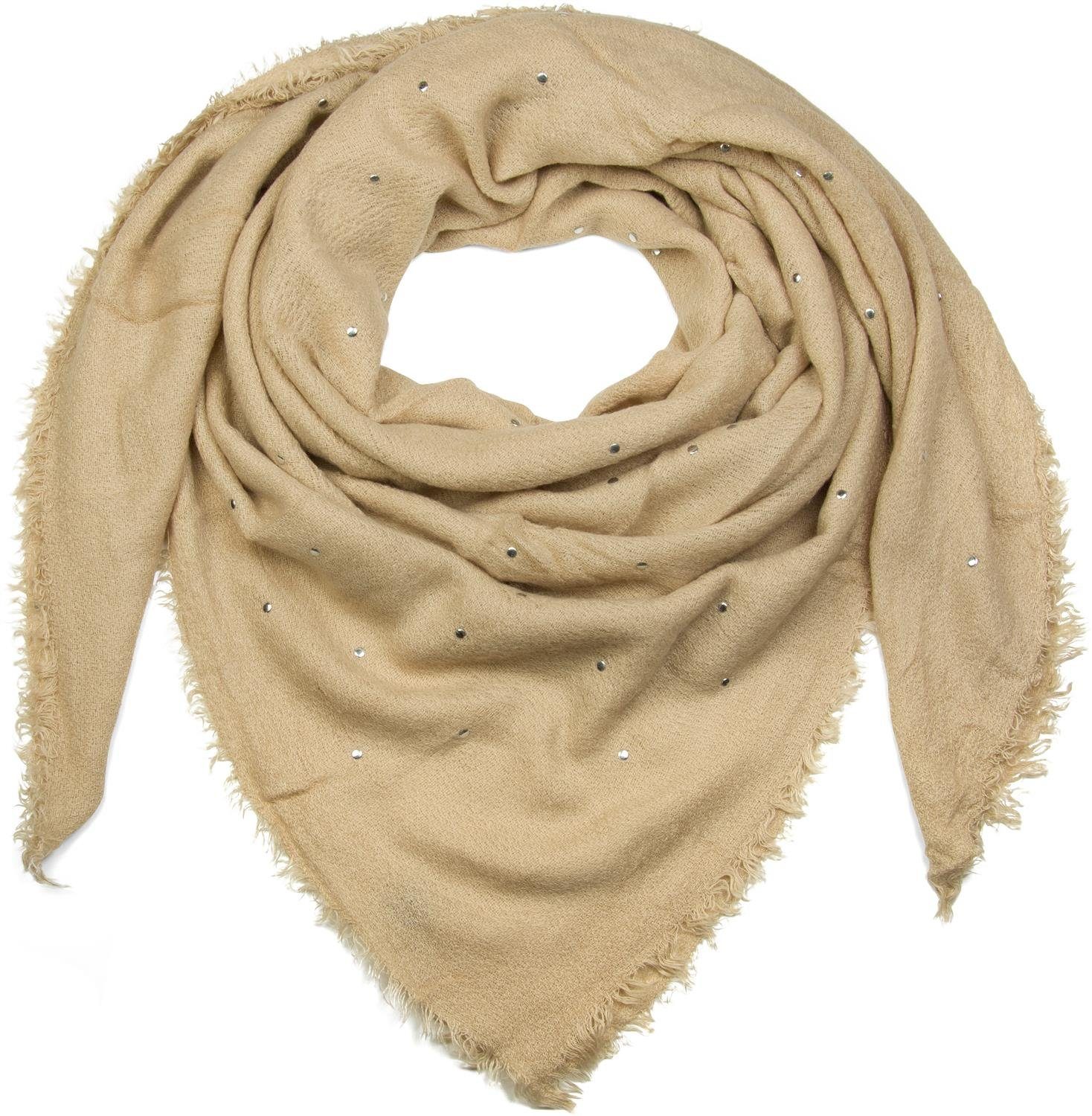 Nieten Beige mit Feinstrick styleBREAKER XXL-Schal, (1-St), Vierecktuch