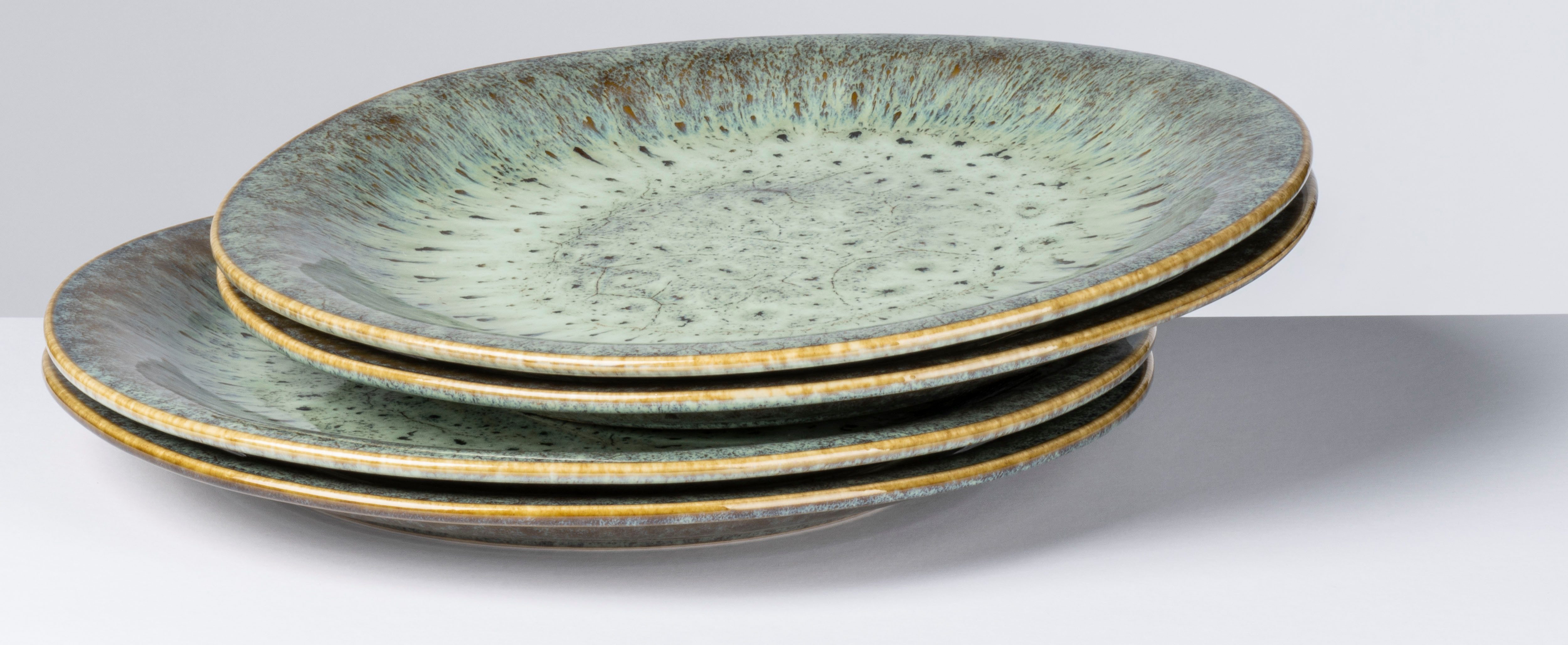 Gipfelstück Тарелка обеденная Flussufer, (4 St), Reaktivglasur, außergewöhnlicher, visueller Farbverlauf, Ø 26,5 cm