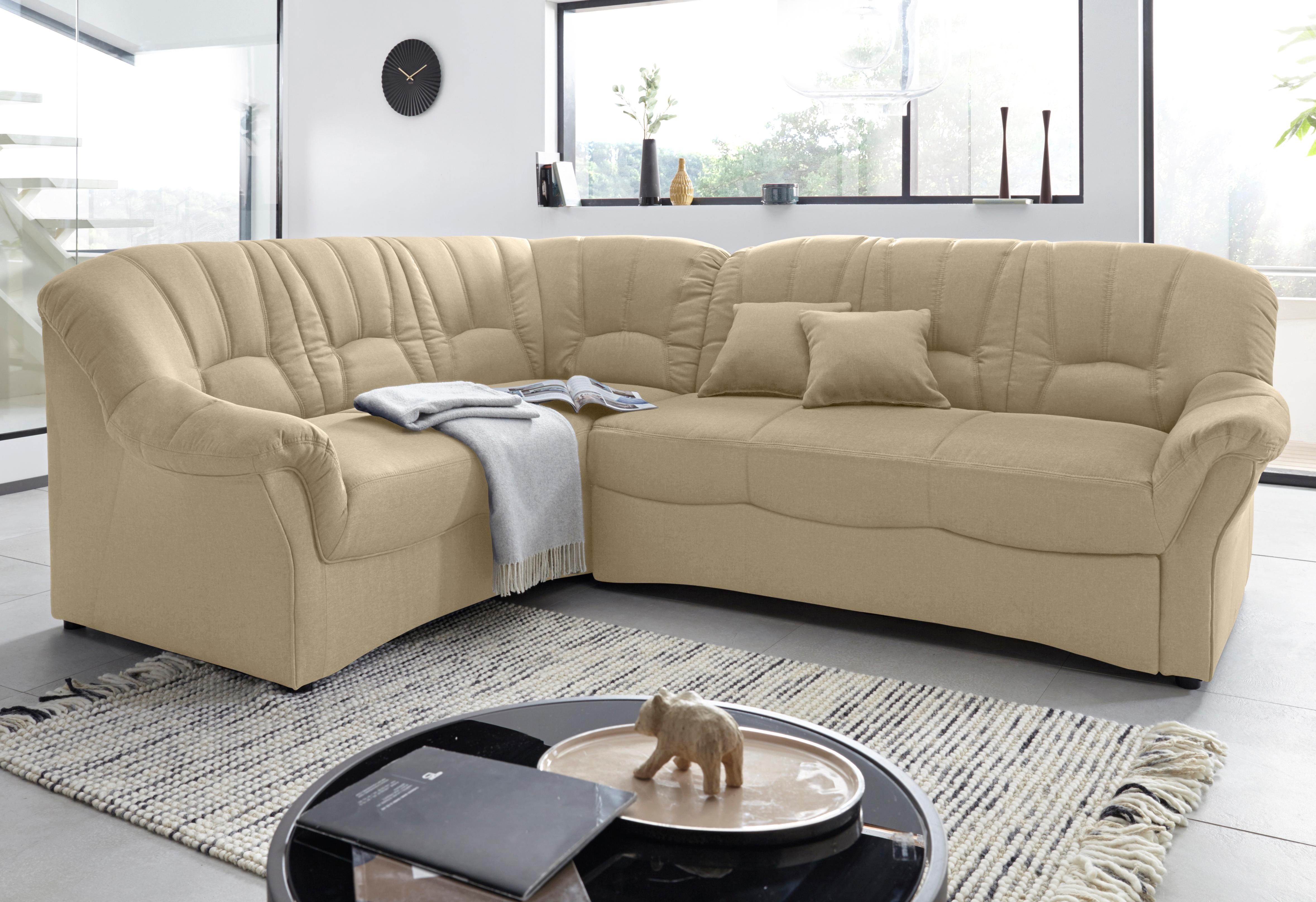 DOMO collection Ecksofa "Bahia, zeitlos und elegant, bequeme Armlehnen, L-F günstig online kaufen