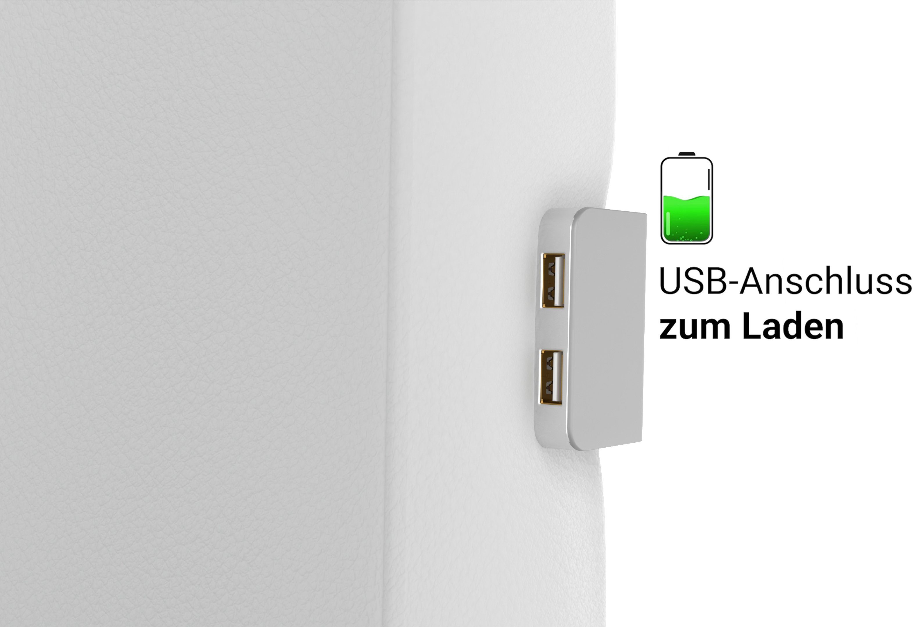 2x LED-Beleuchtung, und Boxspringbett Monza, USB-Anschluss Bettkasten, Topper inkl. wonello