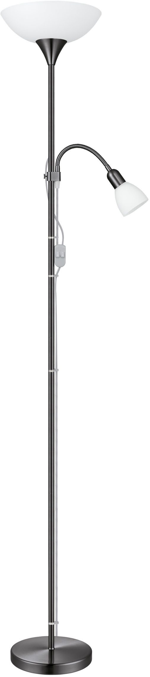 EGLO Stehlampe UP 2 Stehlampe - Stahl - E27;E14 - 1X60W;1X18W - IP20, Ein-/Ausschalter, Lesearm, ohne Leuchtmittel, Standleuchte, Leselampe, Wohzimmer, Schlafzimmer, H176,5 x Ø27,5 cm