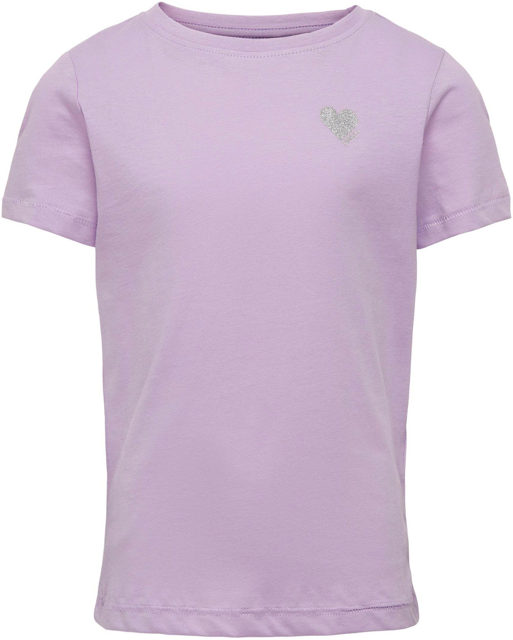 Verkaufsförderung KIDS ONLY Kurzarmshirt KOGKITA LOGO mit JRS Lavendula S/S TOP Glitzerdruck NOOS