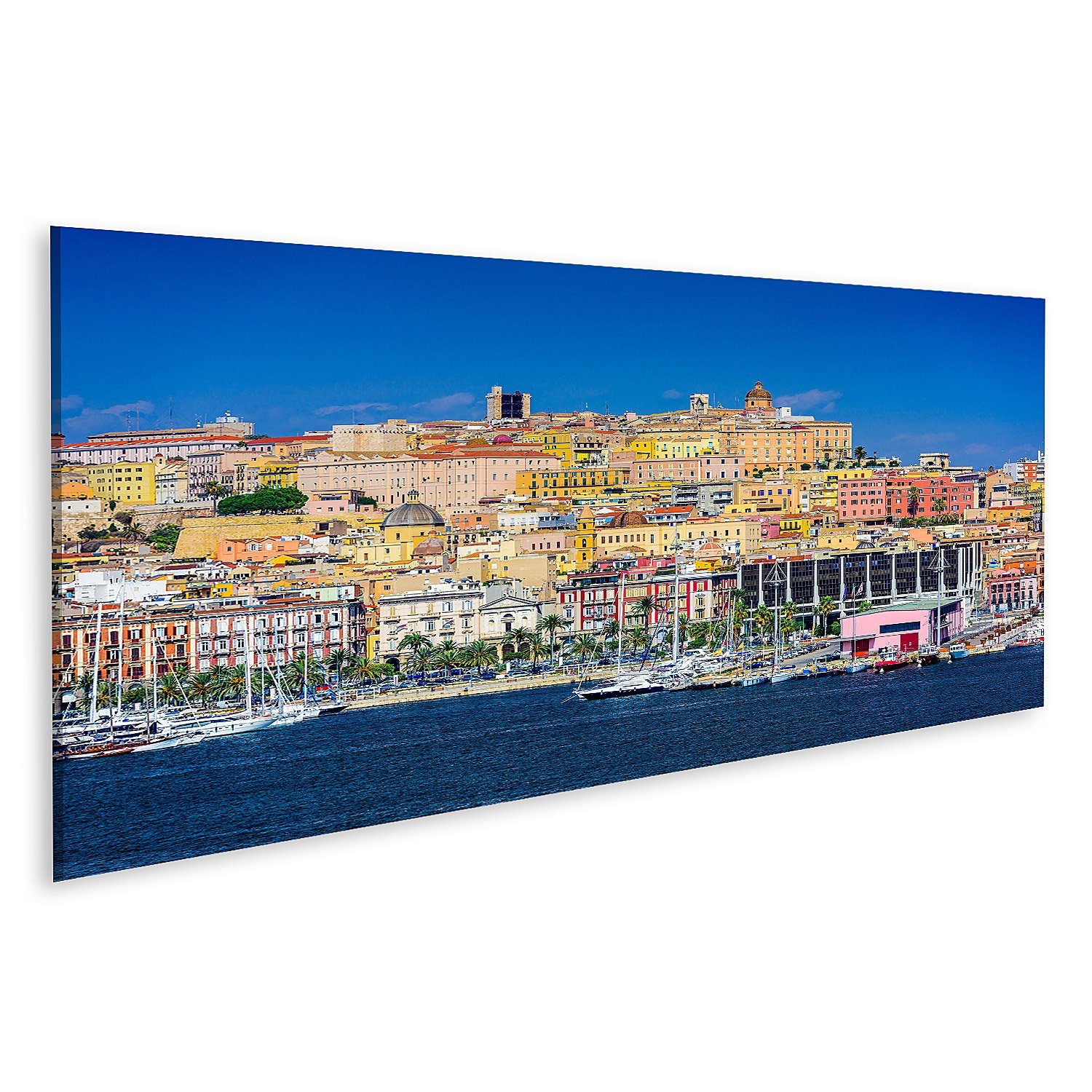Leinwandbild Bild auf Leinwand Cagliari Sardinien Italien Küste Skyline auf dem Mit