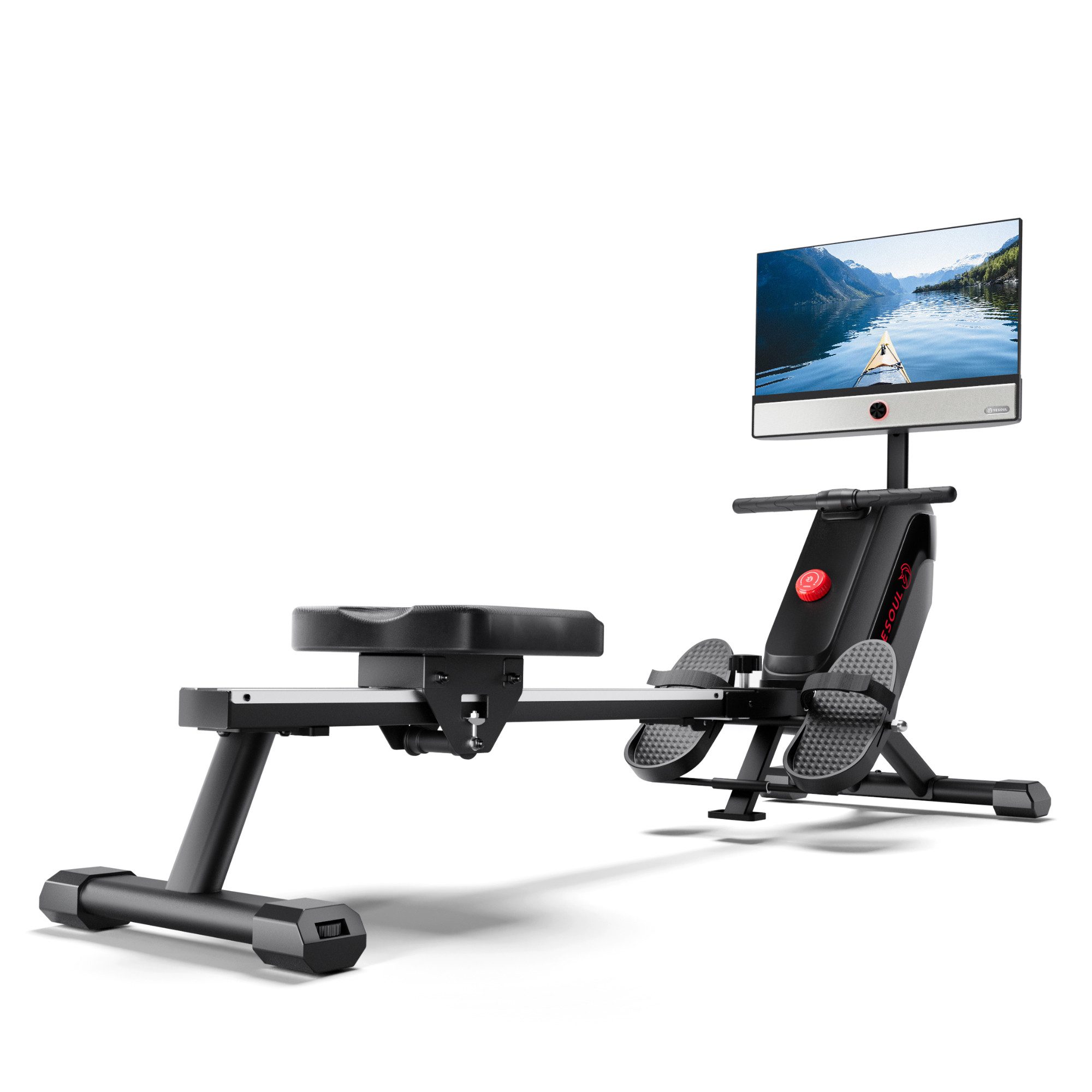 yesoul Rudergerät R1 Plus mit 21,5-Zoll-FHD-Display, magnetisch und klappbar für Zuhause (mit FHD-Display und 100 Widerstandsstufen, Rudermaschine mit FHD-Display, Transportrollen & 6W-Dual-Lautsprecher), 360°-Display, 100 Stufen, bis 120 kg, YESOUL Fitne