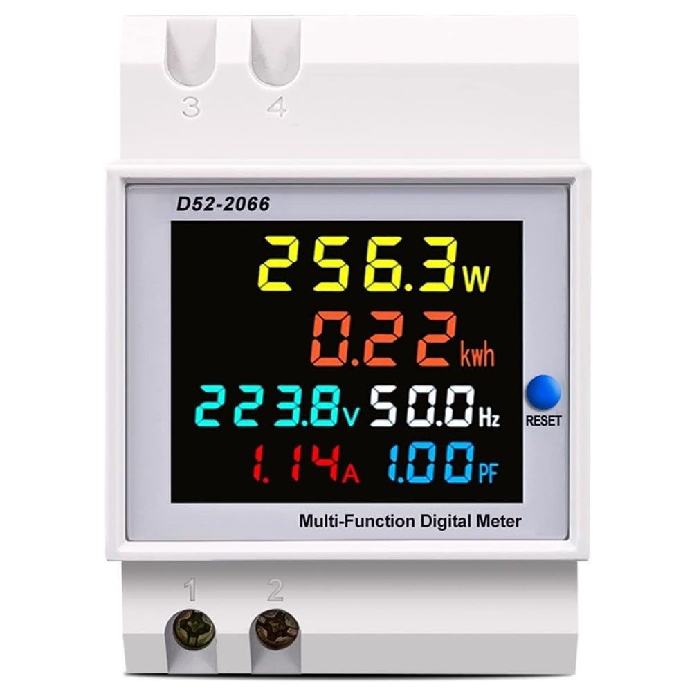 PRIISF AC 40-450V 100A Stromzähler DIN Hutschiene Digital Wechselstromzähler Hutschienen-Netzteil (LCD Digital Monitor Ampere Wattmeter RC Batterie Leistungsanalysator)