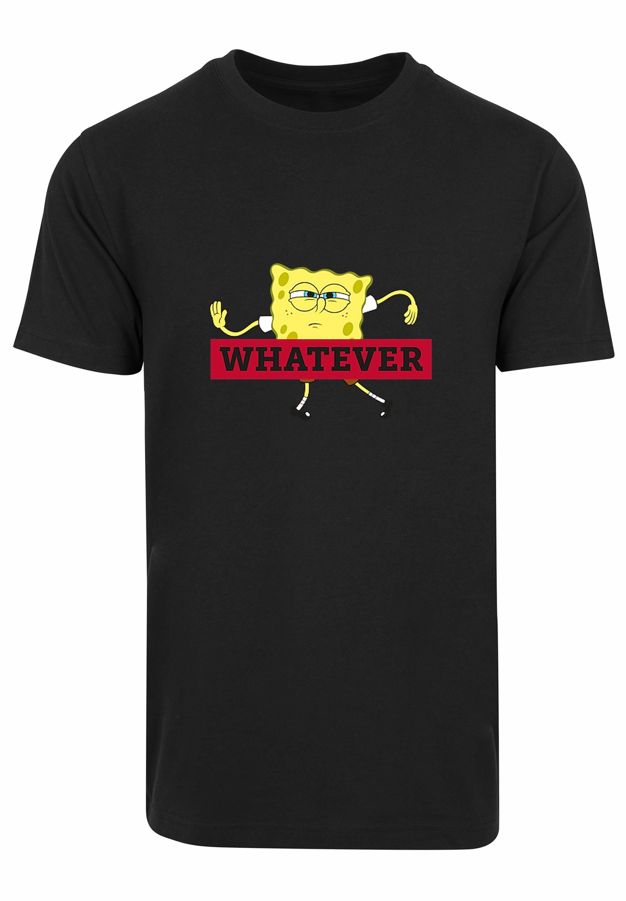 Spongebob F4NT4STIC Merch,Regular-Fit,Basic,Bedruckt T-Shirt Herren,Premium Schwammkopf WHATEVER schwarz