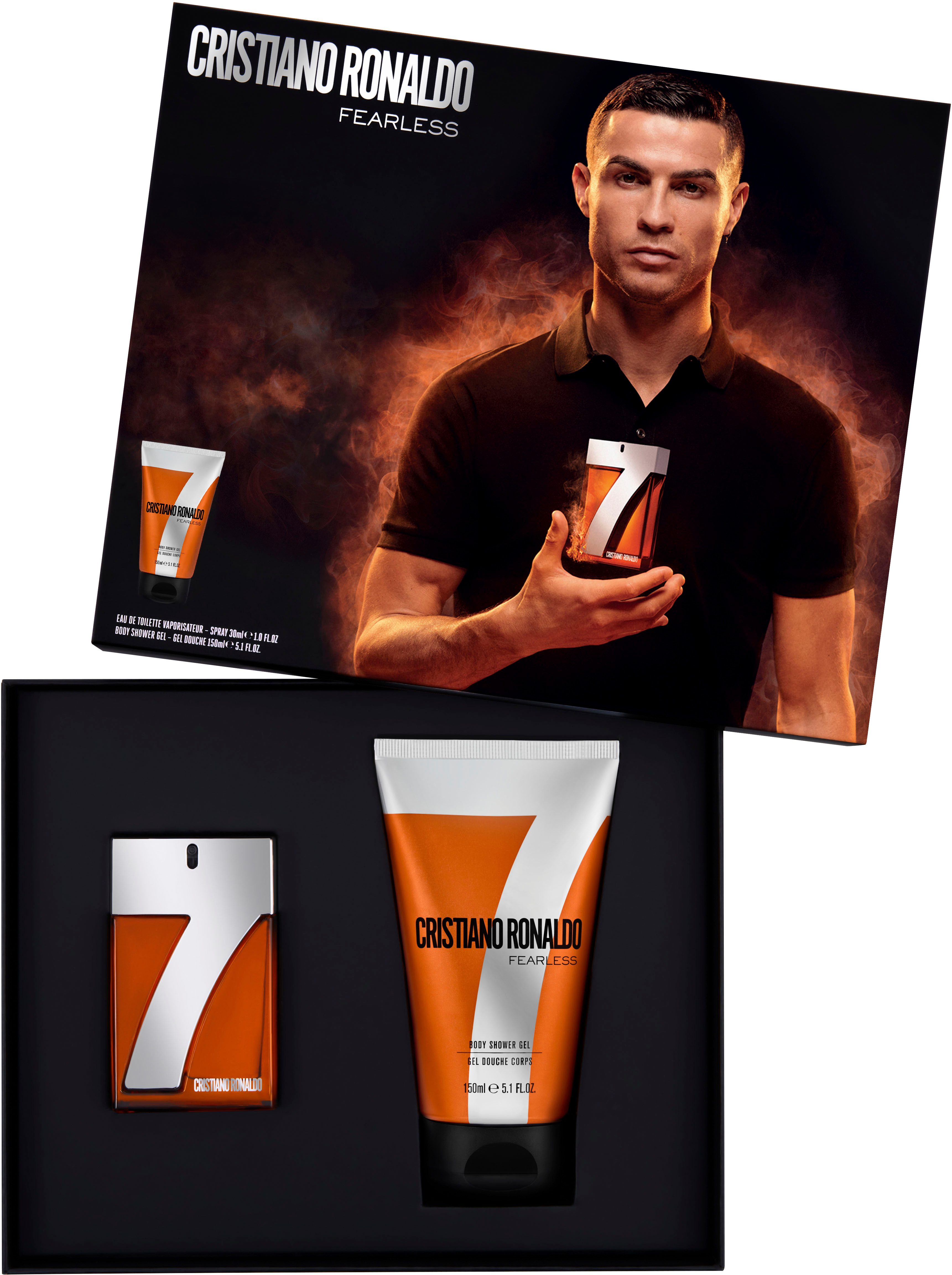 CRISTIANO RONALDO Duft-Set Cristiano Ronaldo - Fearless Set 30ml + 150 ml Shower Gel, 2-tlg., Würziger Duft mit rotem Apfel, Veilchen und Tonkabohne.