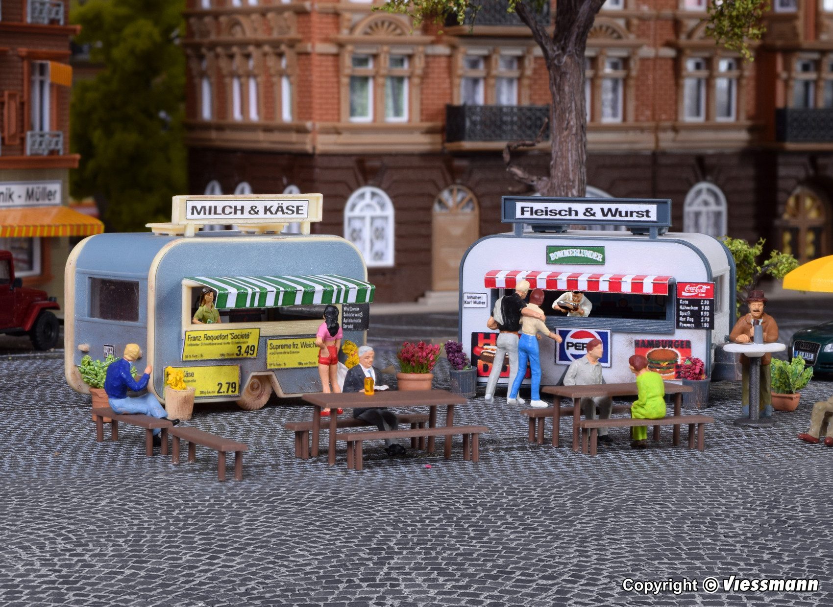 Vollmer Modelleisenbahn-Baustelle Vollmer H0 45144 Kirmes-Verkaufswagen Anhänger, 2 Stück