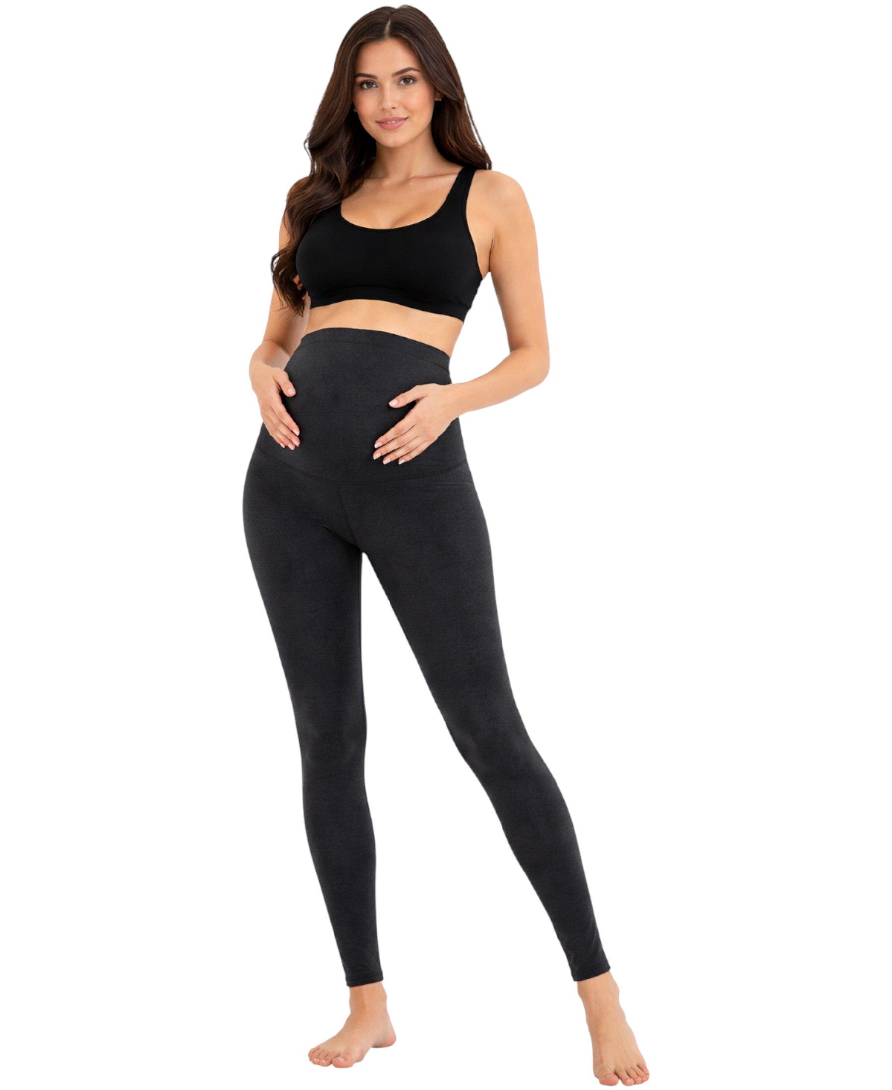 fashionshowcase Umstandsleggings Dehnbare Schwangerschafts-Leggins mit hohem Bund aus Baumwolle (1-tlg) Ohne störende Knöpfe oder Reißverschlüsse