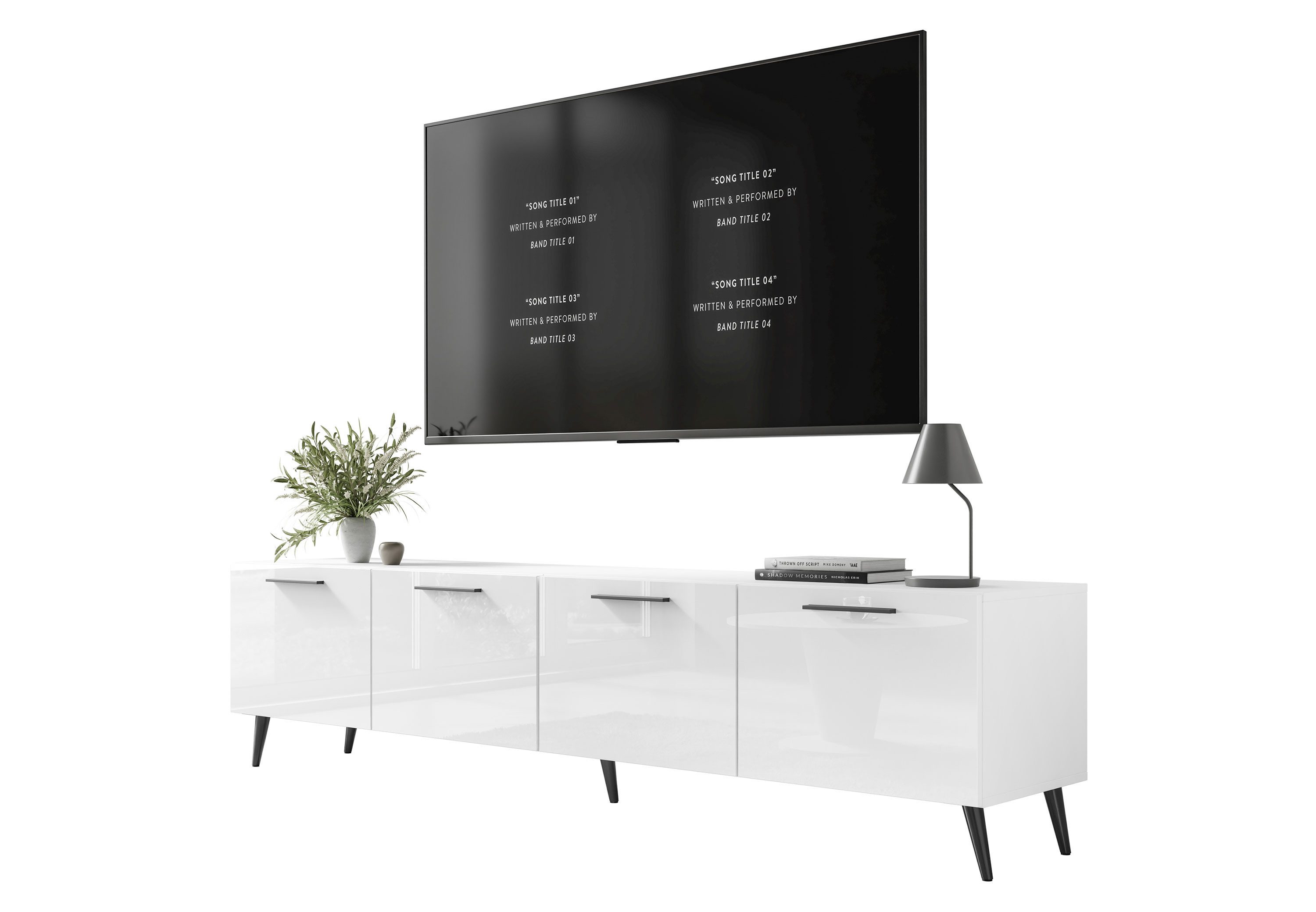 Lookway TV-Schrank AURA 200 cm in Weiß mit Griffen Breite 200 cm günstig online kaufen