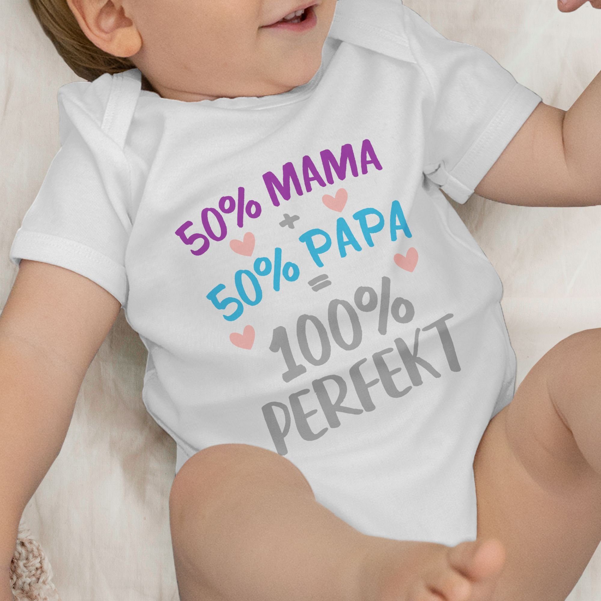 Baby 50 % % 1 Weiß 50 Mama Shirtracer Papa 100 % Sprüche Perfekt Shirtbody