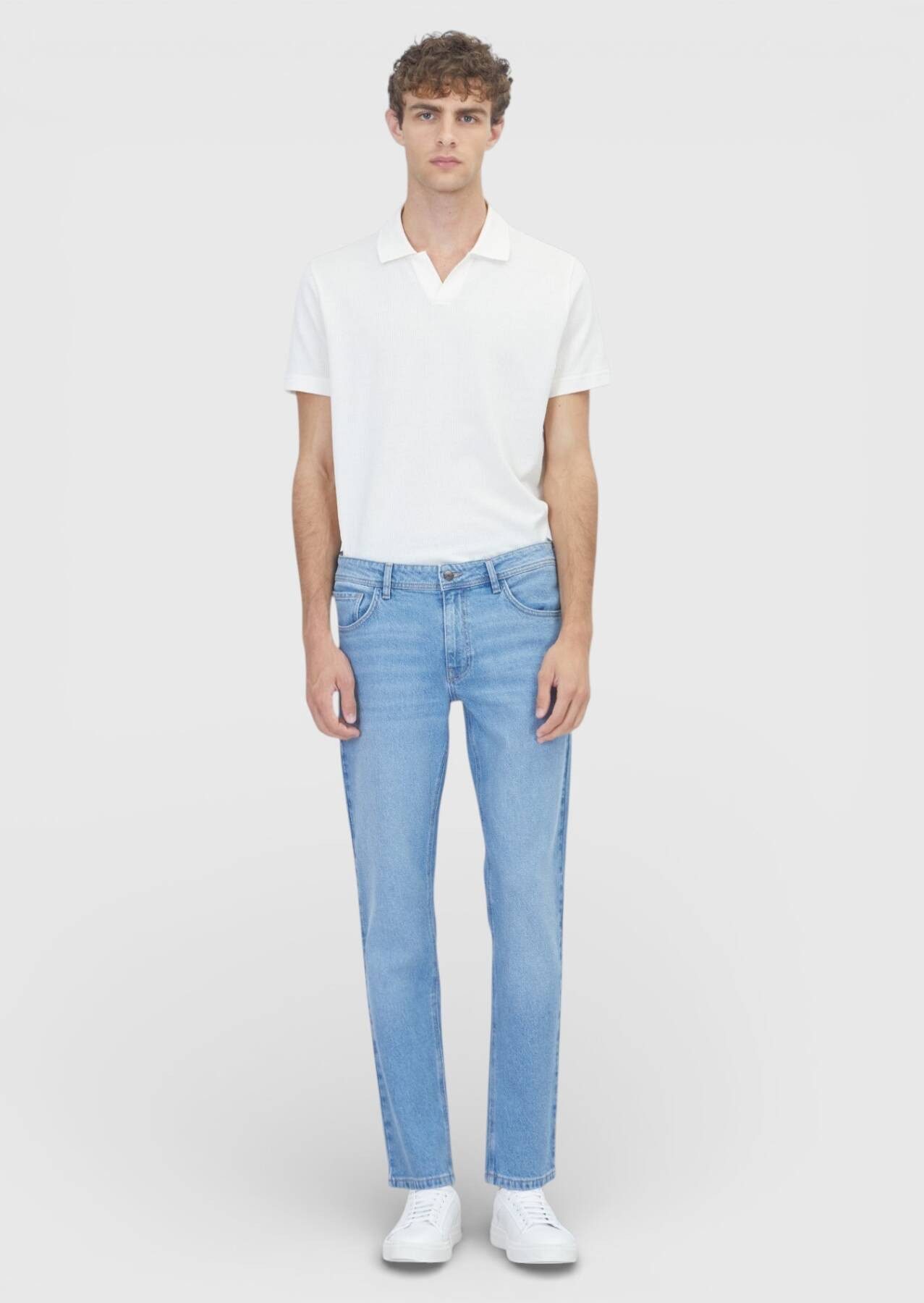 RAMSEY Jeanslatzhose Helle Blaue Slim Fit Denim-Hose