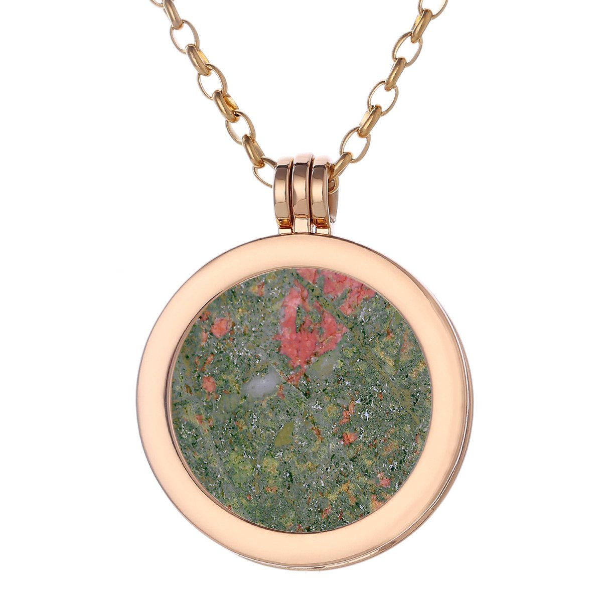 Kette mit Anhänger Halskette gold mit Chakra Scheibe 33 mm