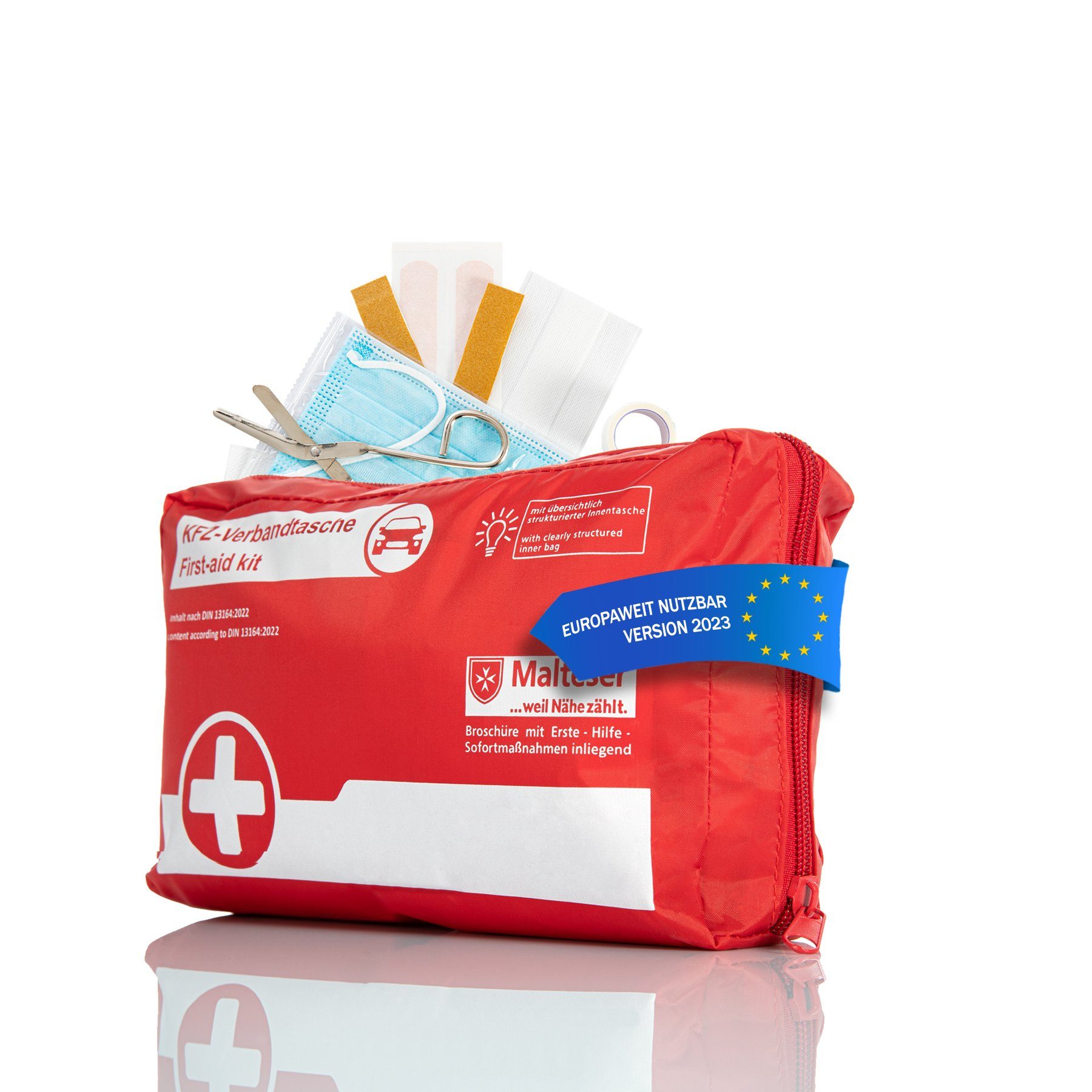 KFZ-Verbandtasche Verbandtasche Verbandstasche rot DIN 13164:2022