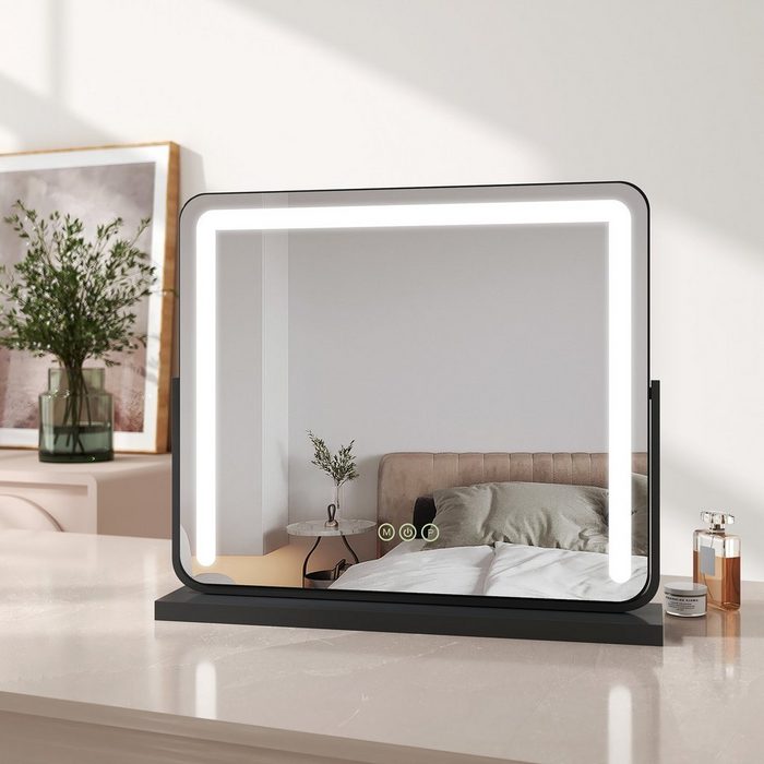 EMKE Kosmetikspiegel Schminkspiegel LED Kosmetikspiegel mit Beleuchtung Tischspiegel mit Touch 3 Lichtfarben Dimmbar Memory-Funktion 360° Drehbar