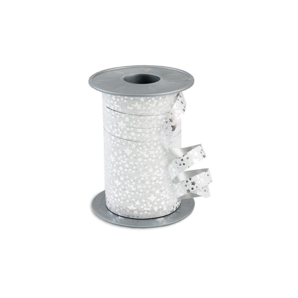 PRÄSENT Geschenkband PRÄSENT Ringelband Glitter Star silber 10mmx100m