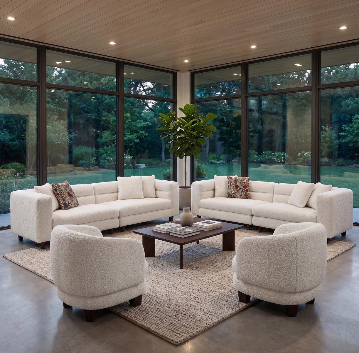 JVmoebel Polstergarnitur Elegante Polstermöbel Set Sofas und Sessel in neutralem Ton, (4-tlg), Made in Europa, Couchgarnitur
