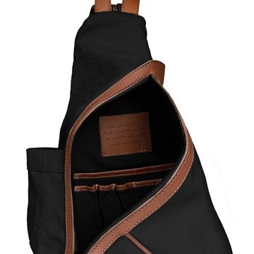 DRAKENSBERG Tagesrucksack »Alma« Schwarz, wandelbarer Sling Rucksack und Schultertasche aus Canvas und Leder