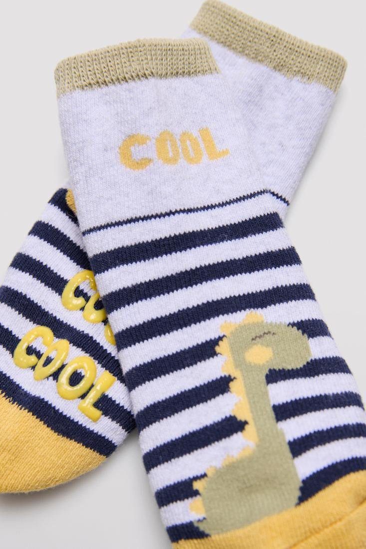 YSABEL MORA ABS-Socken Ysabel Mora 2er Pack Baby Thermo Strümpfe Stoppersocken Dino dunkelbla (2-Paar)