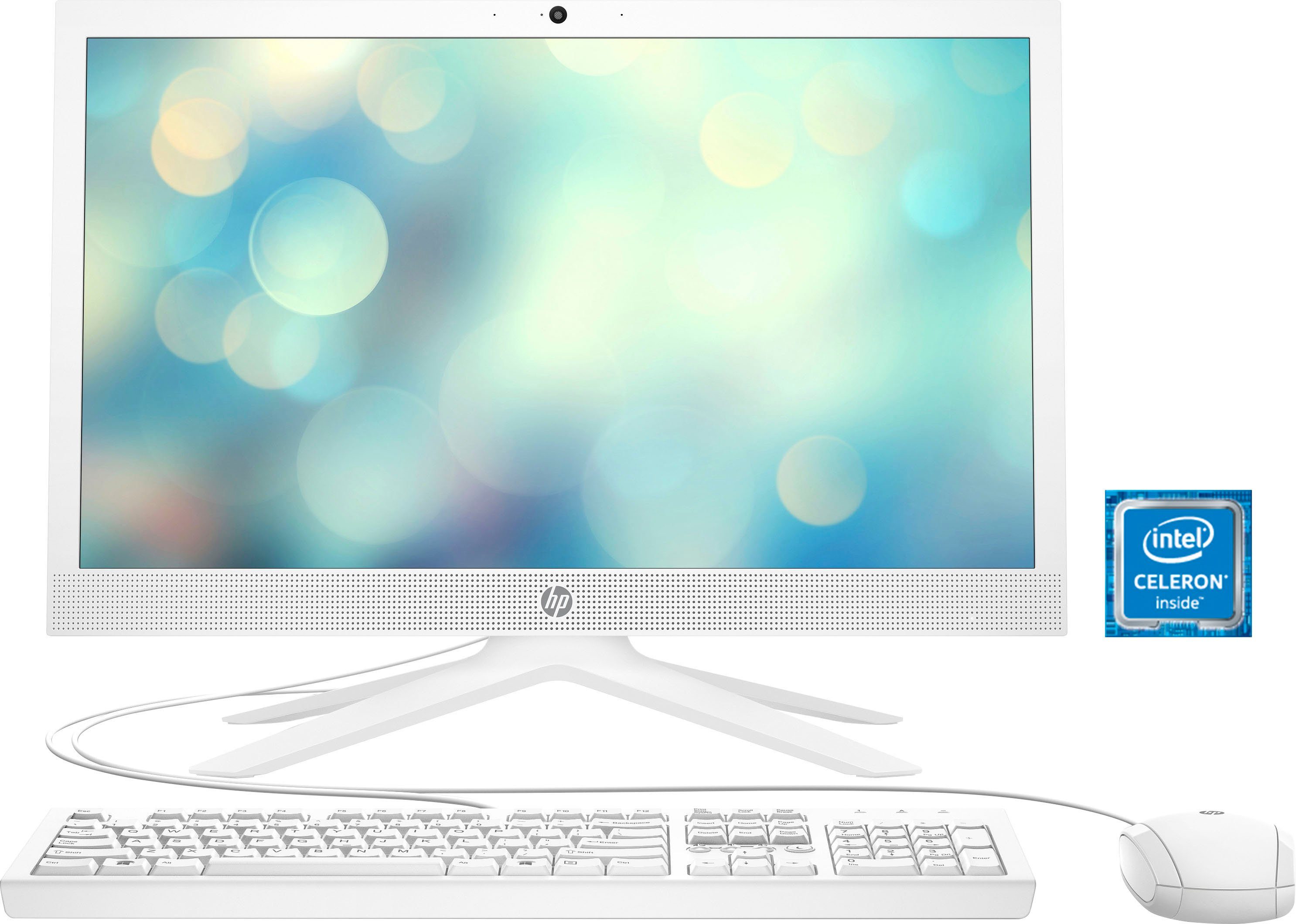 HP 21-b0006ng All-in-One 600, J4025, RAM, GB Zoll, PC Celeron (20,7 UHD Luftkühlung) SSD, Intel® 4 GB 256 Graphics