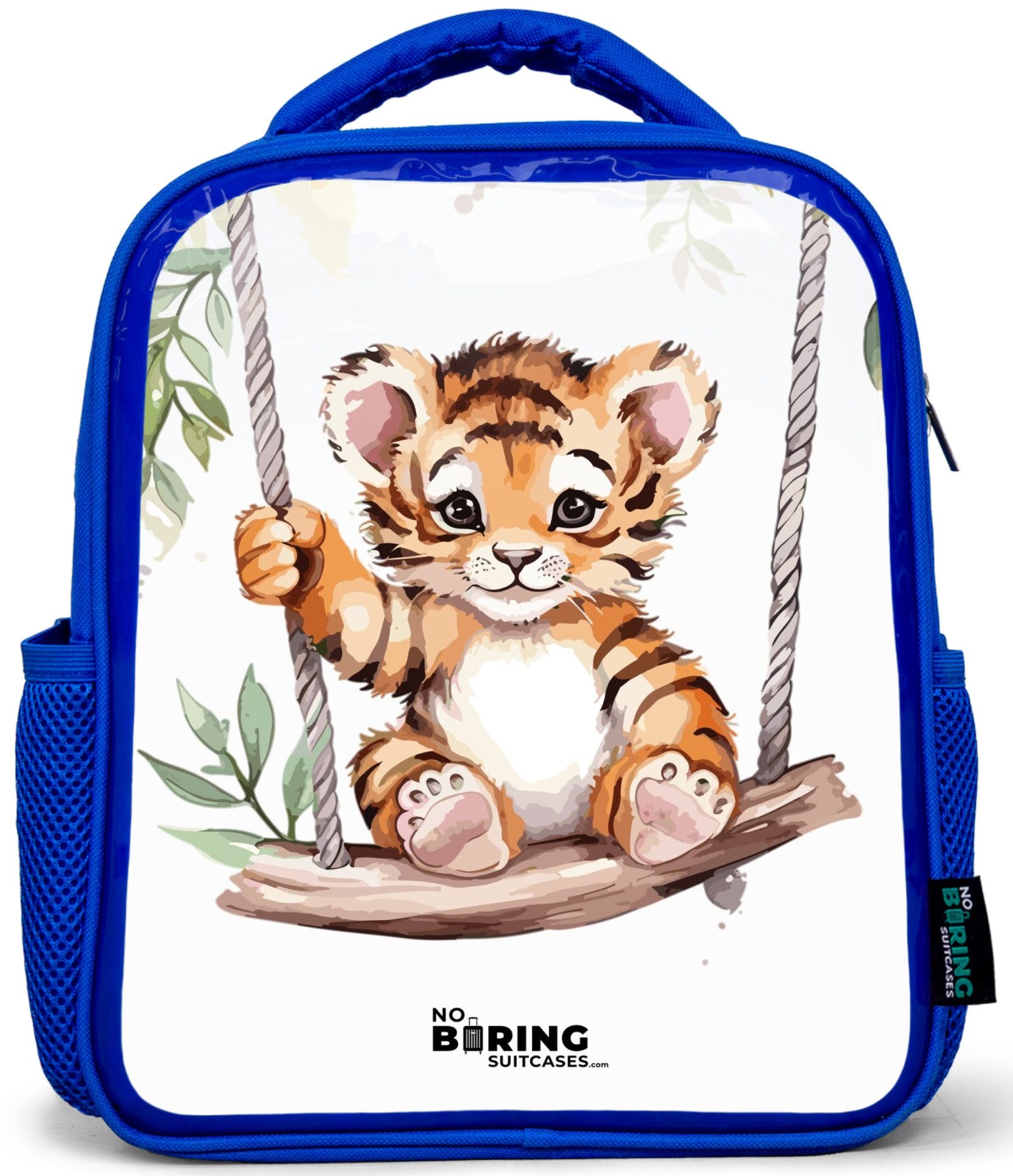 Rucksack Blau - Schaukelndes Tigerjunges Aquarellzeichnung