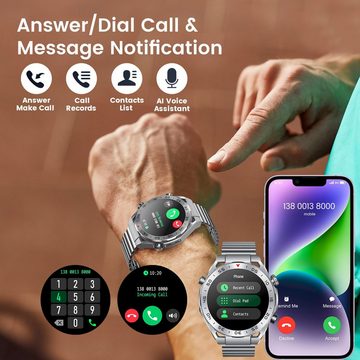 niizero Smartwatch (1,42 Zoll, Android, iOS), Telefonfunktion, Pulsmesser Schlafmonitor Schrittzähler Wasserdicht