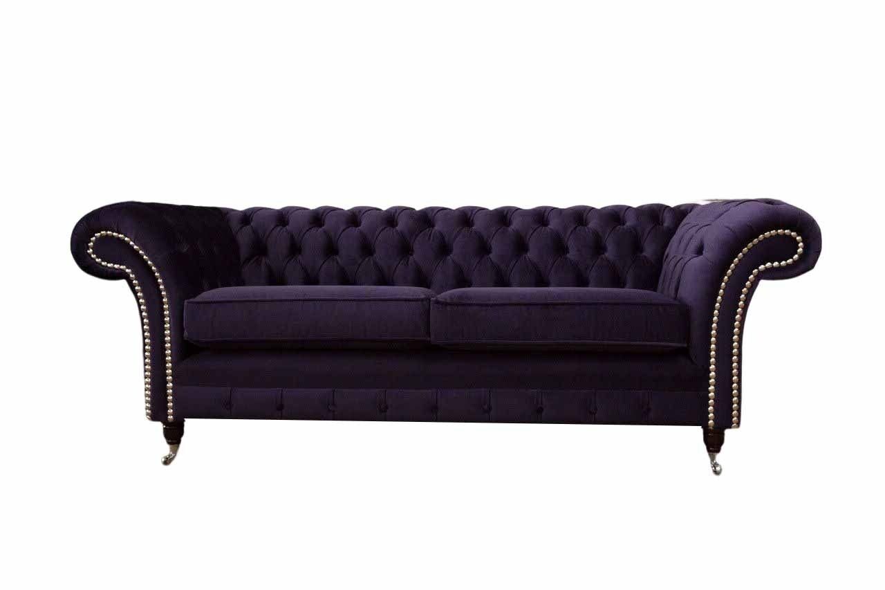 JVmoebel Sofa Chesterfield englisch klassischer Stil Sofa Couch 3 Sitz Polster Lila, Made In Europe