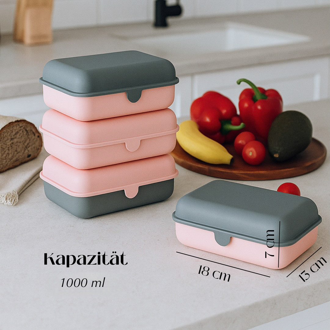 COFI 1453 Lunchbox Brotdosen 3er-Set Frühstücksbox spülmaschinenfest, stapelbar, 1000 ml, Kunststoff, (3-tlg., 3er Set), Made in Germany