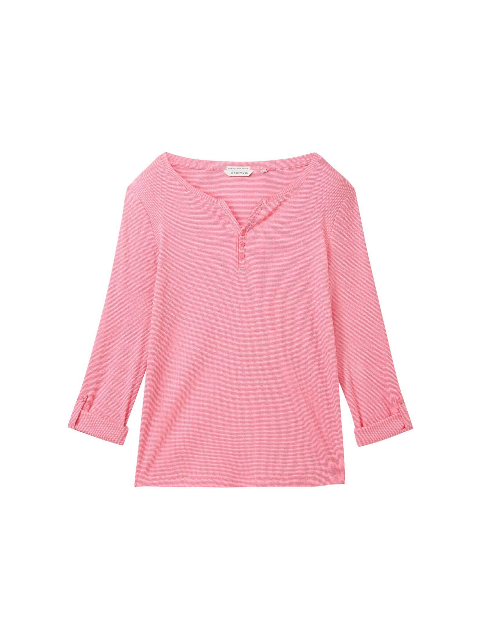 TOM TAILOR T-Shirt Langarmshirt mit offwhite pink Bio-Baumwolle ck stripe