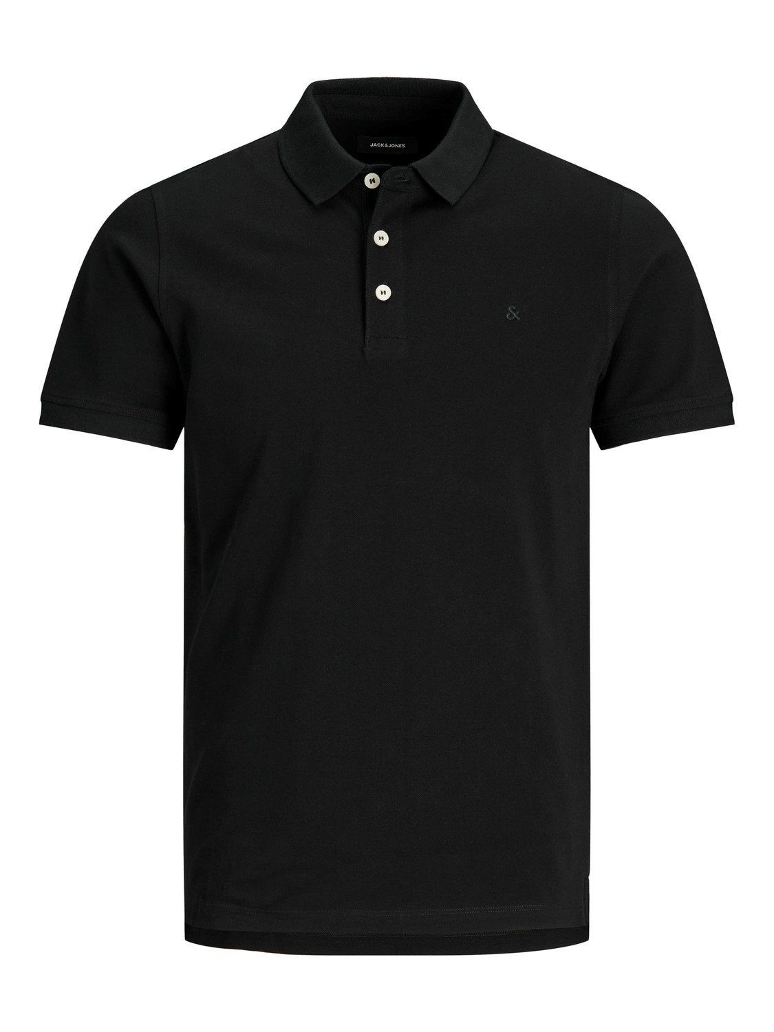 Jack & Pique Poloshirt Jones 3613 Cotton Polo in Sommer JJEPAULOS Kragen Hemd Schwarz (1-tlg) Shirt
