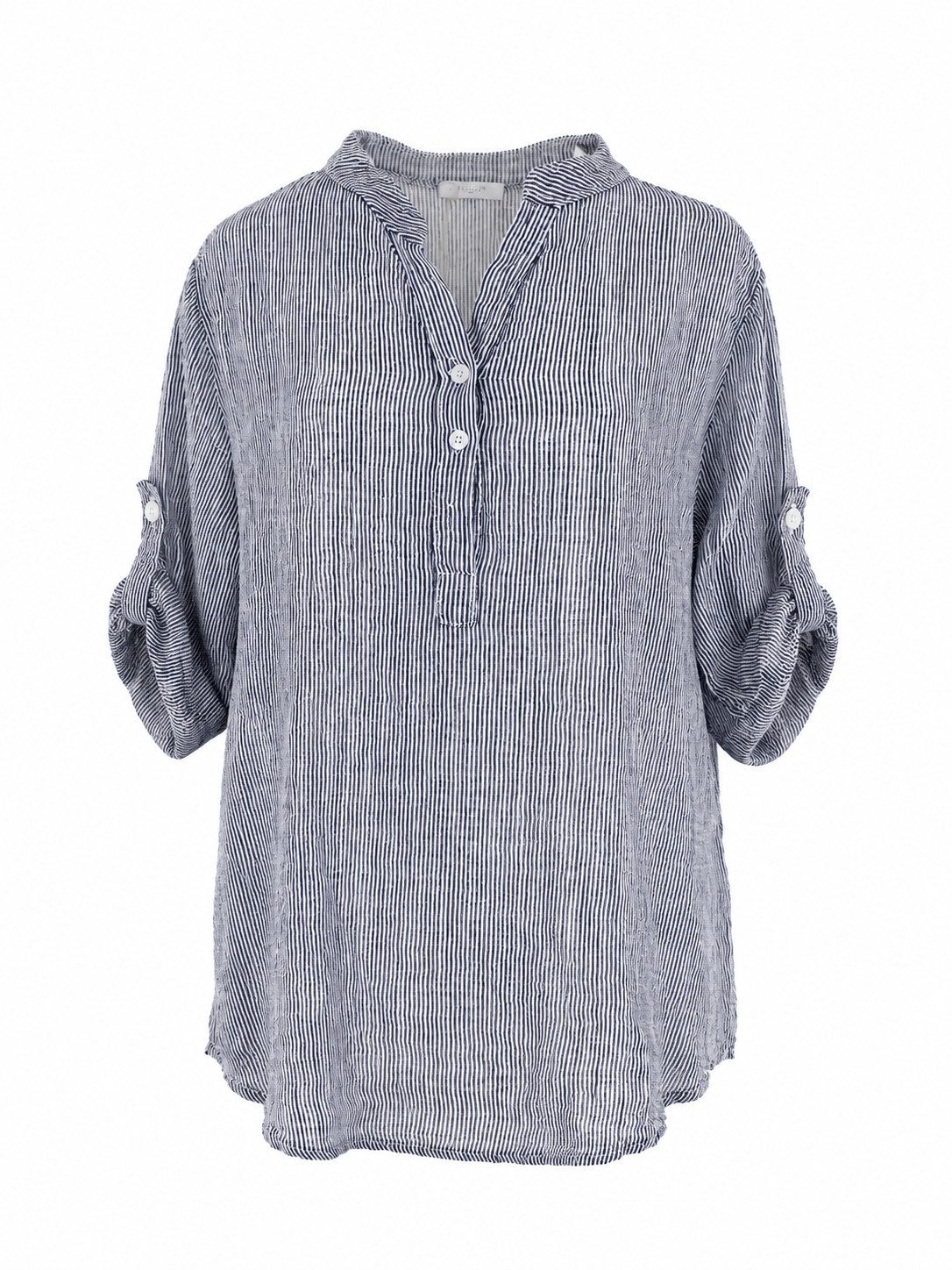 Schlupfbluse Damen 100 % Baumwolle -leichte Schlupfbluse gestreift S/M