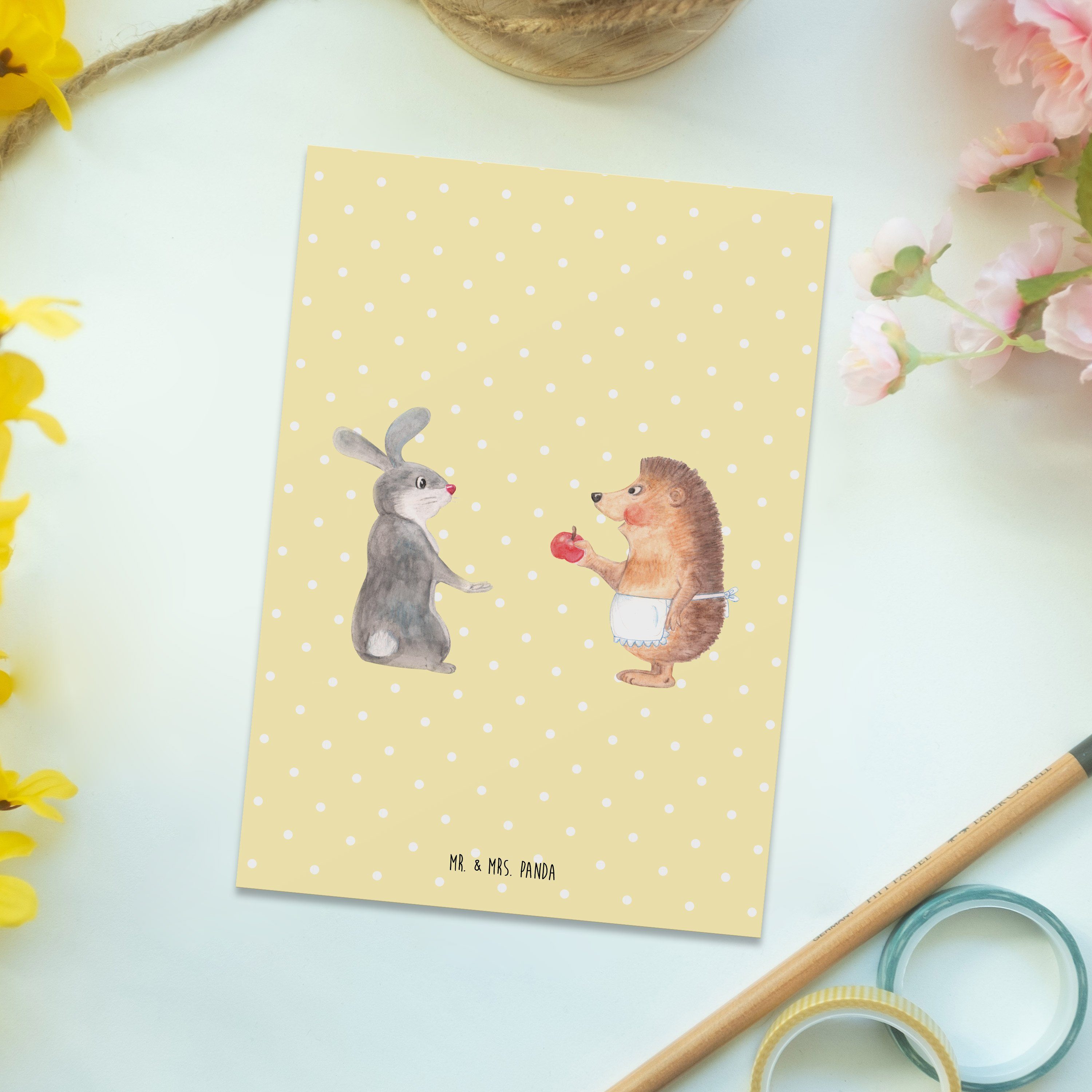 Postkarte ohne Liebe Gelb Pastell Liebeskummer ist - Mrs. Mr. & - Schmerz Panda Ge Geschenk, nie