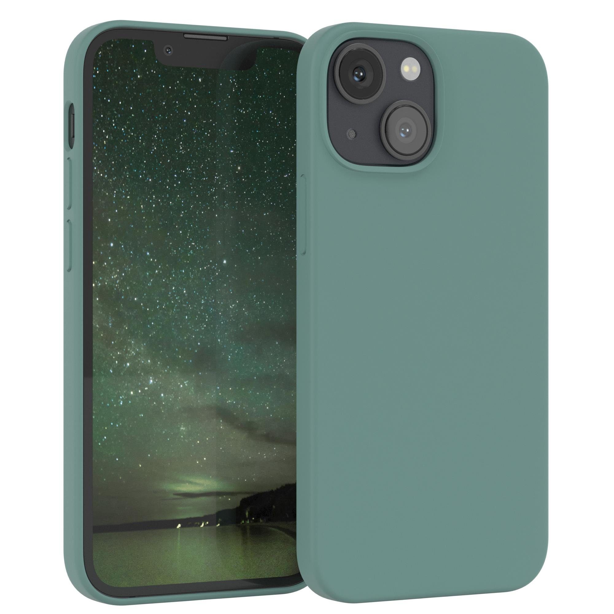 EAZY CASE Handyhülle Premium Silikon Case für Apple iPhone 13 Mini 5,4 Zoll, Silikonhülle Slimcover mit Displayschutz Hülle Cover Grün / Nachtgrün