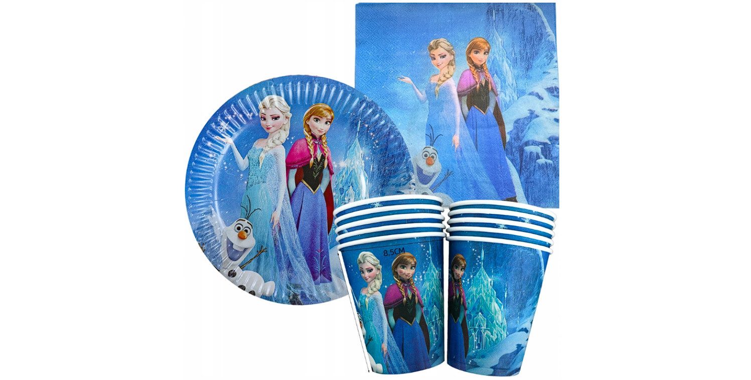 Festivalartikel Einweggeschirr-Set FROZEN Die Eiskönigin Partyset 40 tlg perfekte Geburtstagsdekoration, papier