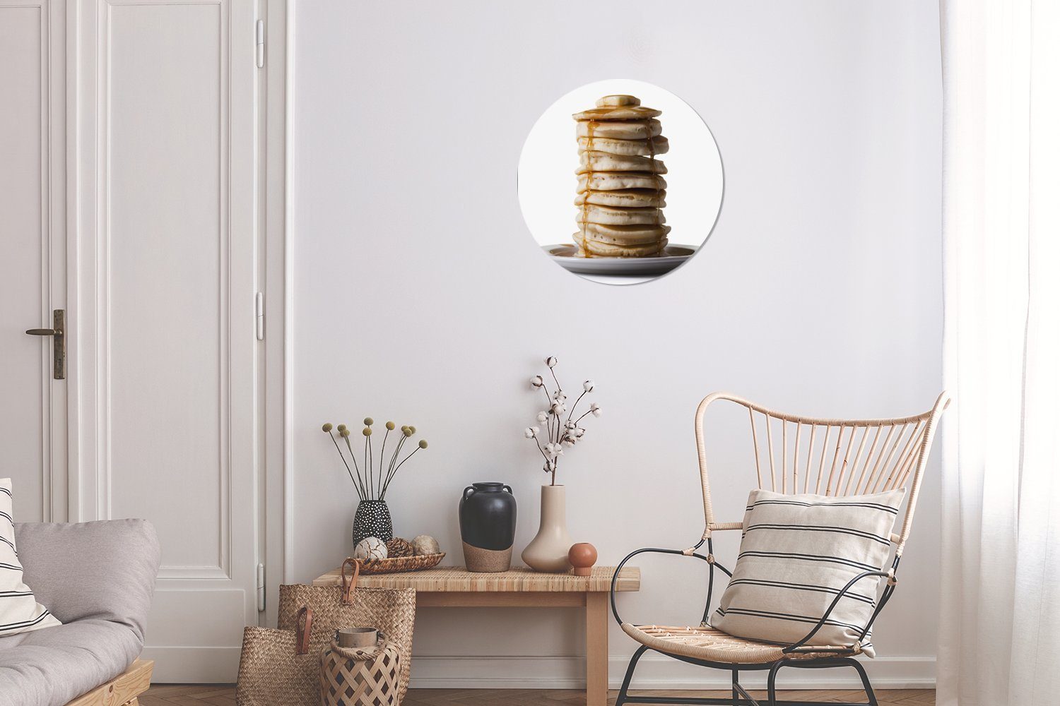 Wohnzimmer Pfannkuchen Tapetenaufkleber, dicker Rund, Wandsticker Kinderzimmer, Stapel für MuchoWow Ein Tapetenkreis St), (1