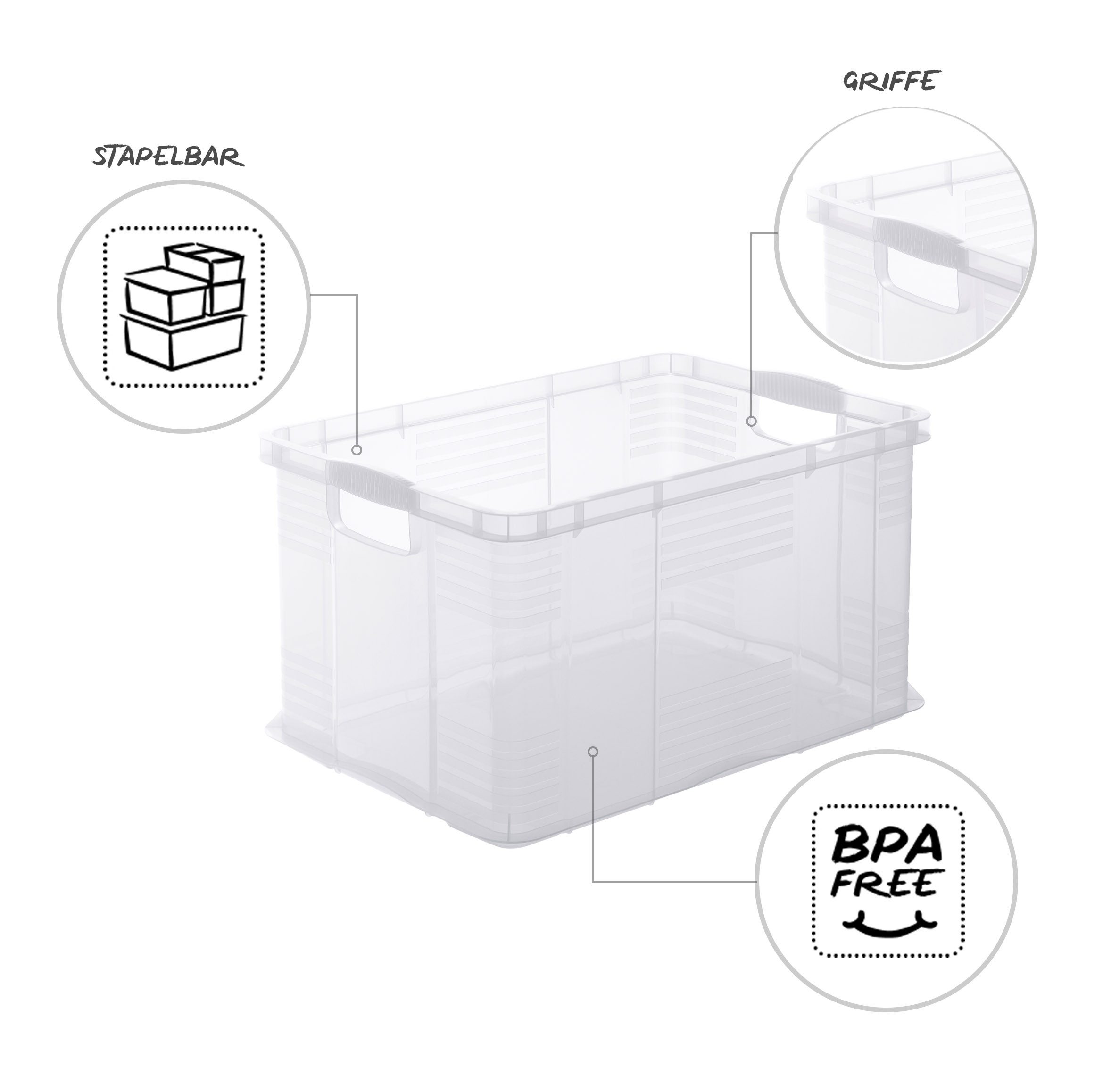 ROTHO Kiste Agilo Aufbewahrungsbox 55l, Kunststoff (PP)