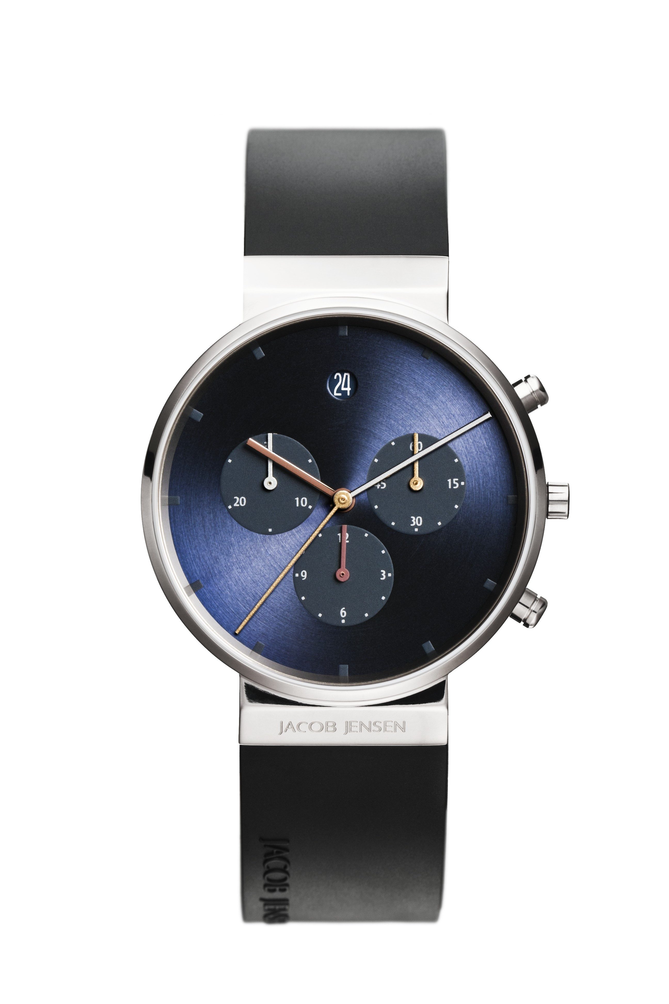 Jacob Jensen Chronograph Chrono 605K, Quarzuhr, Armbanduhr, Herrenuhr, analog, Tag