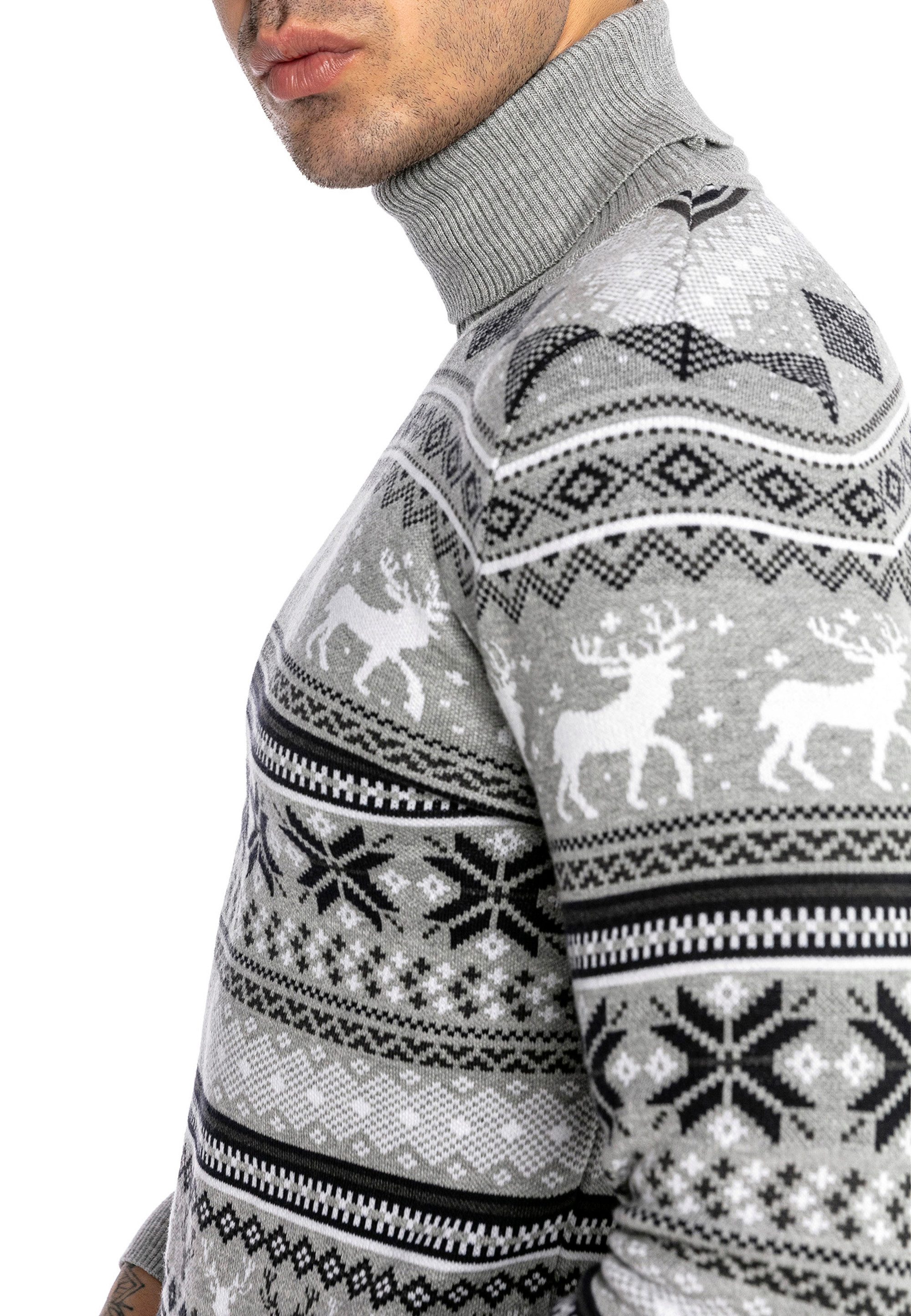 RedBridge Strickpullover mit Rollkragen Festliches Norwegermuster Weihnacht günstig online kaufen