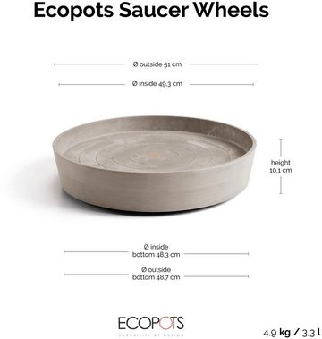 ECOPOTS Topfuntersetzer mit Rollen 60 Taupe, Zubehör für Ecopots Pflanzgefäße, für innen und außen: frostsicher, bruchsicher und lichtbeständig