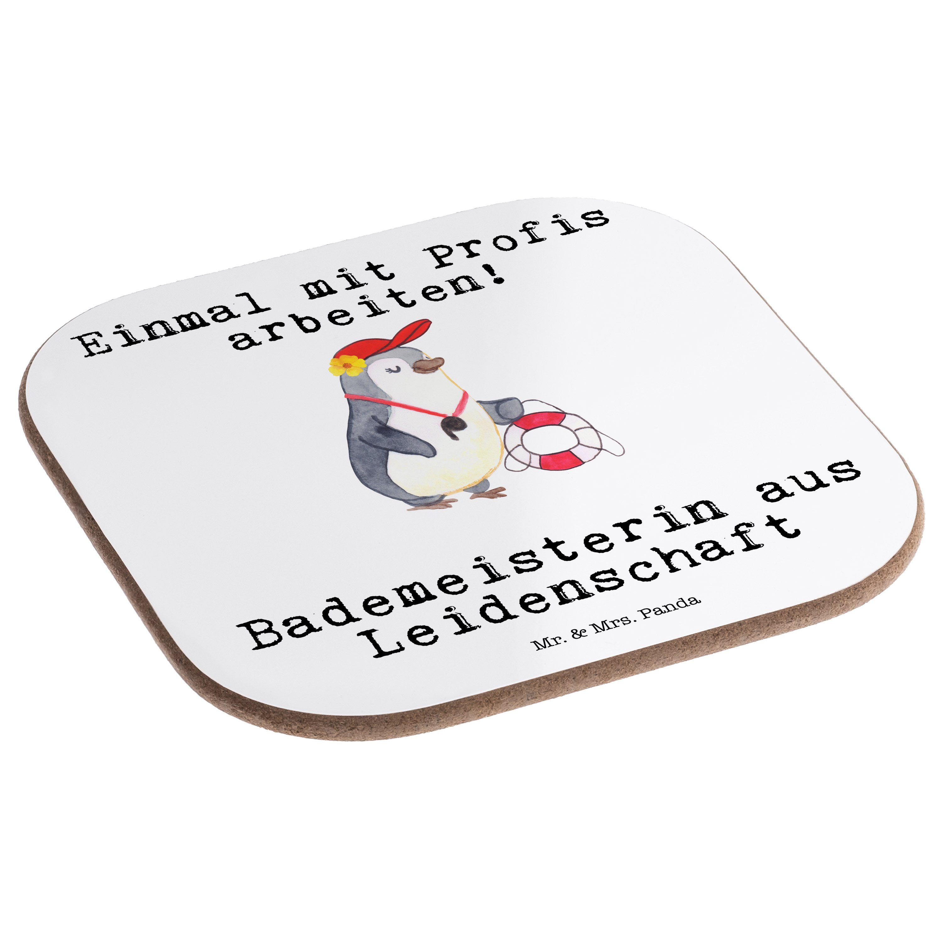 Mr. & Mrs. 1-tlg. - Bademeisterin Weiß Bier, - aus Leidenschaft Getränkeuntersetzer Panda Schwimmverein, Geschenk