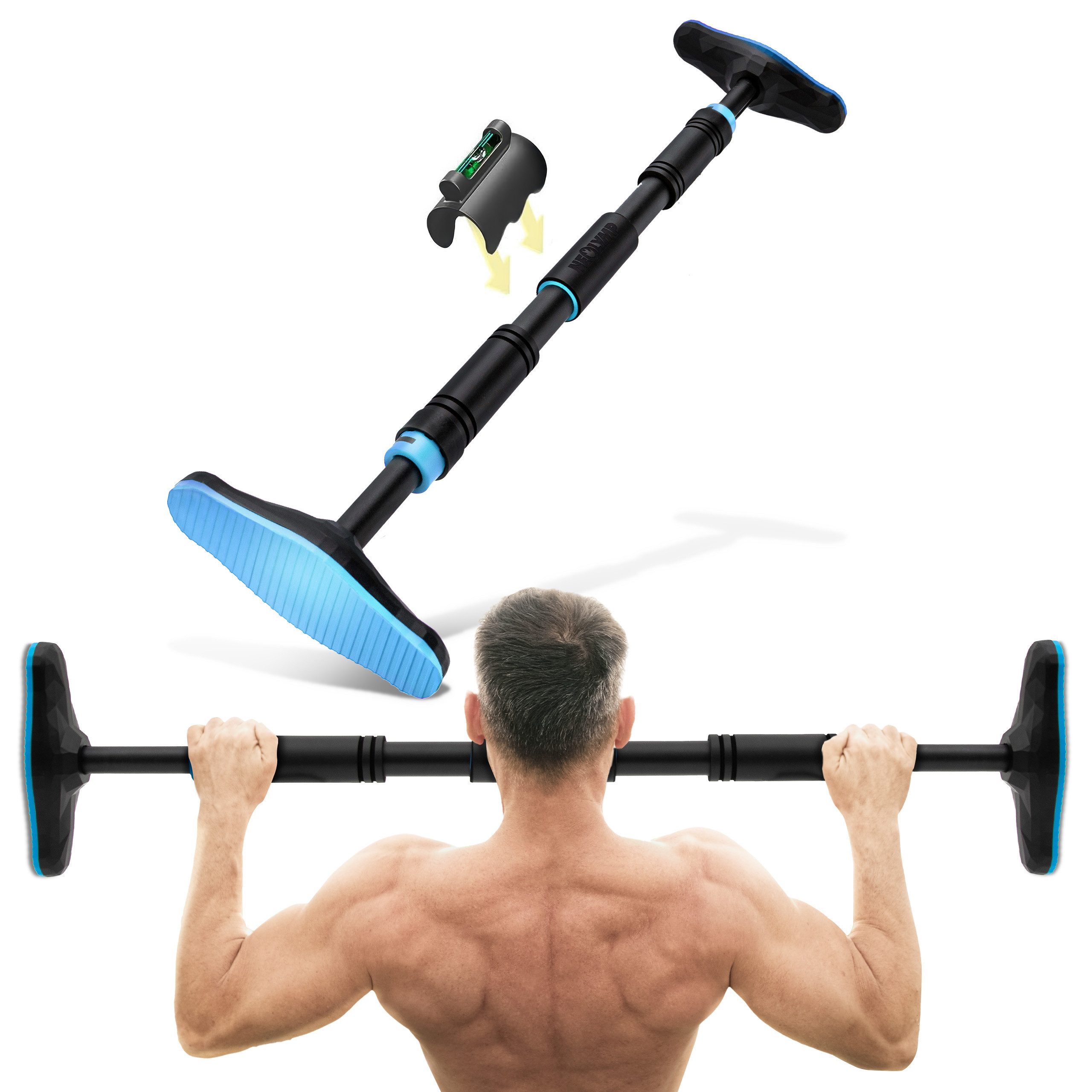 NEOLYMP Klimmzugstange Klimmzug Hilfe - Ohne Schrauben - Klimmzugstange Türrahmen - Pull up (Klimmzugstange im Türrahmen - 2 verschiedene Farben - Home Gym), Schaumstoffgriffe - Bis 300kg - Verstellbar 73-100cm - Klimmzüge