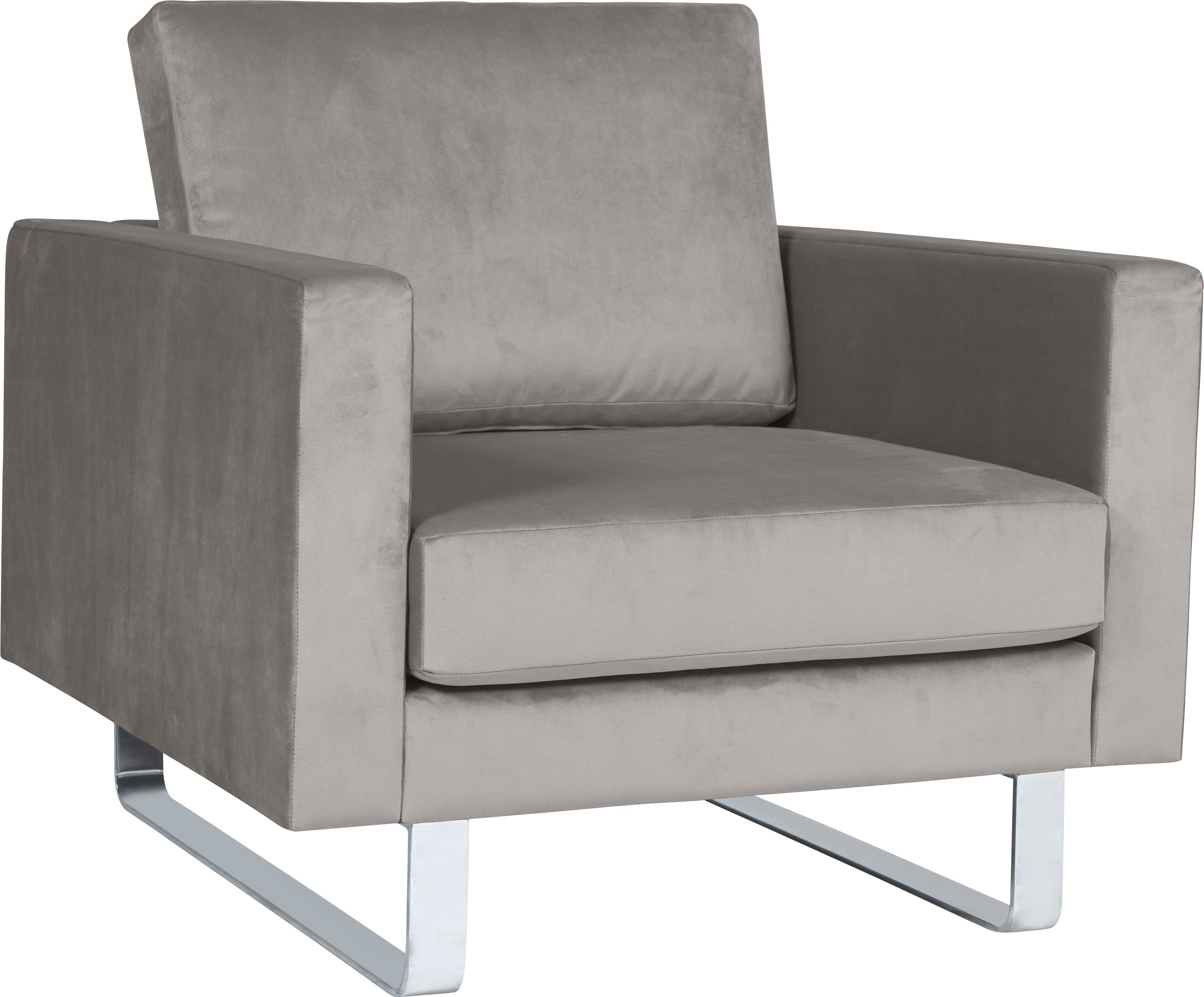 Metallkufen Sessel Velina, Alte Gerberei grey light mit