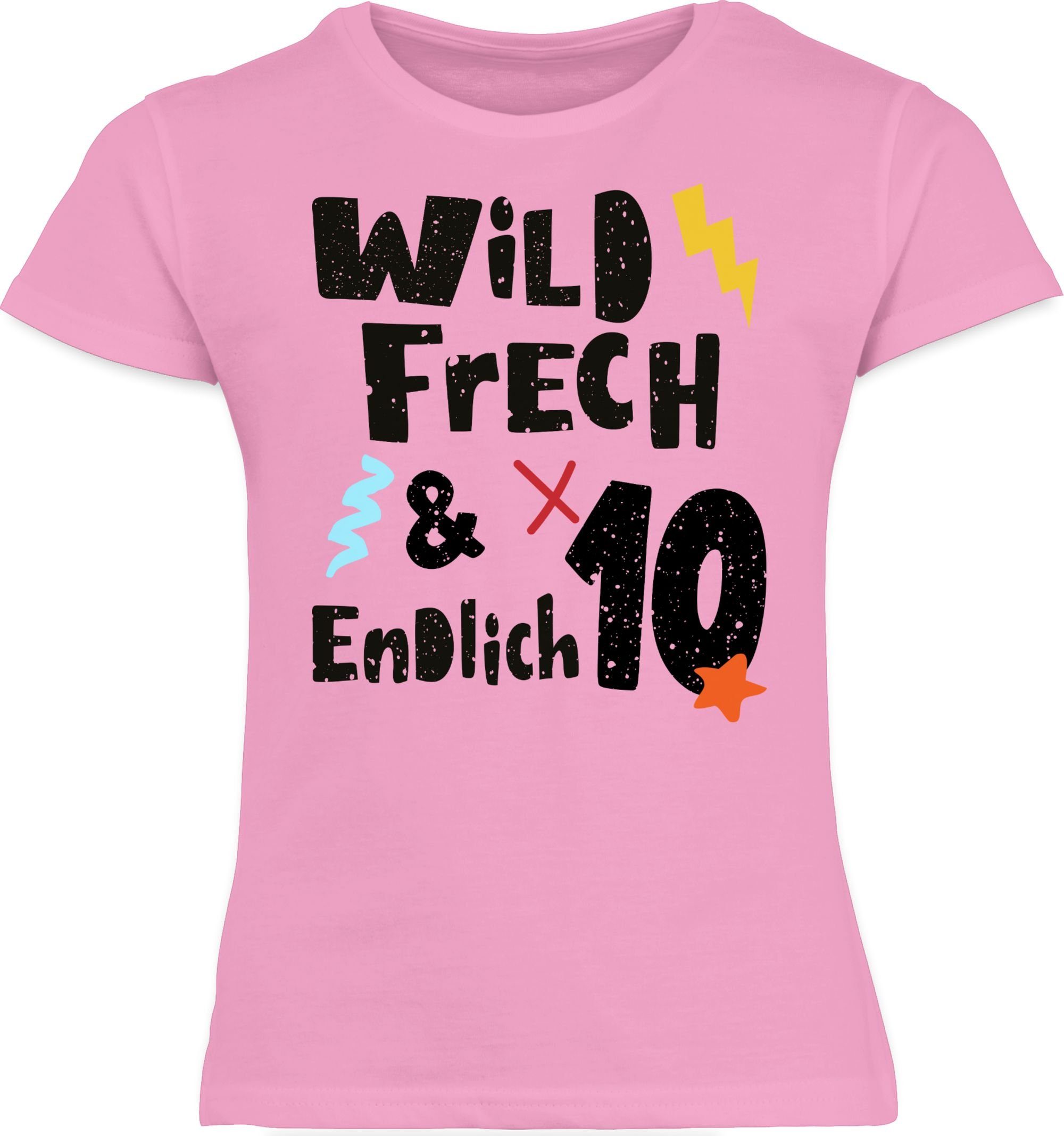 Shirtracer T-Shirt Wild frech Wunderbar und Jahre 10. - Rosa Geburtstag endlich 2 10 zehn