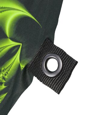 Wandteppich Schwarzlicht Segel Spandex "Fractal Green Black II Right", 1,50x2,75m, PSYWORK, UV-aktiv, leuchtet unter Schwarzlicht
