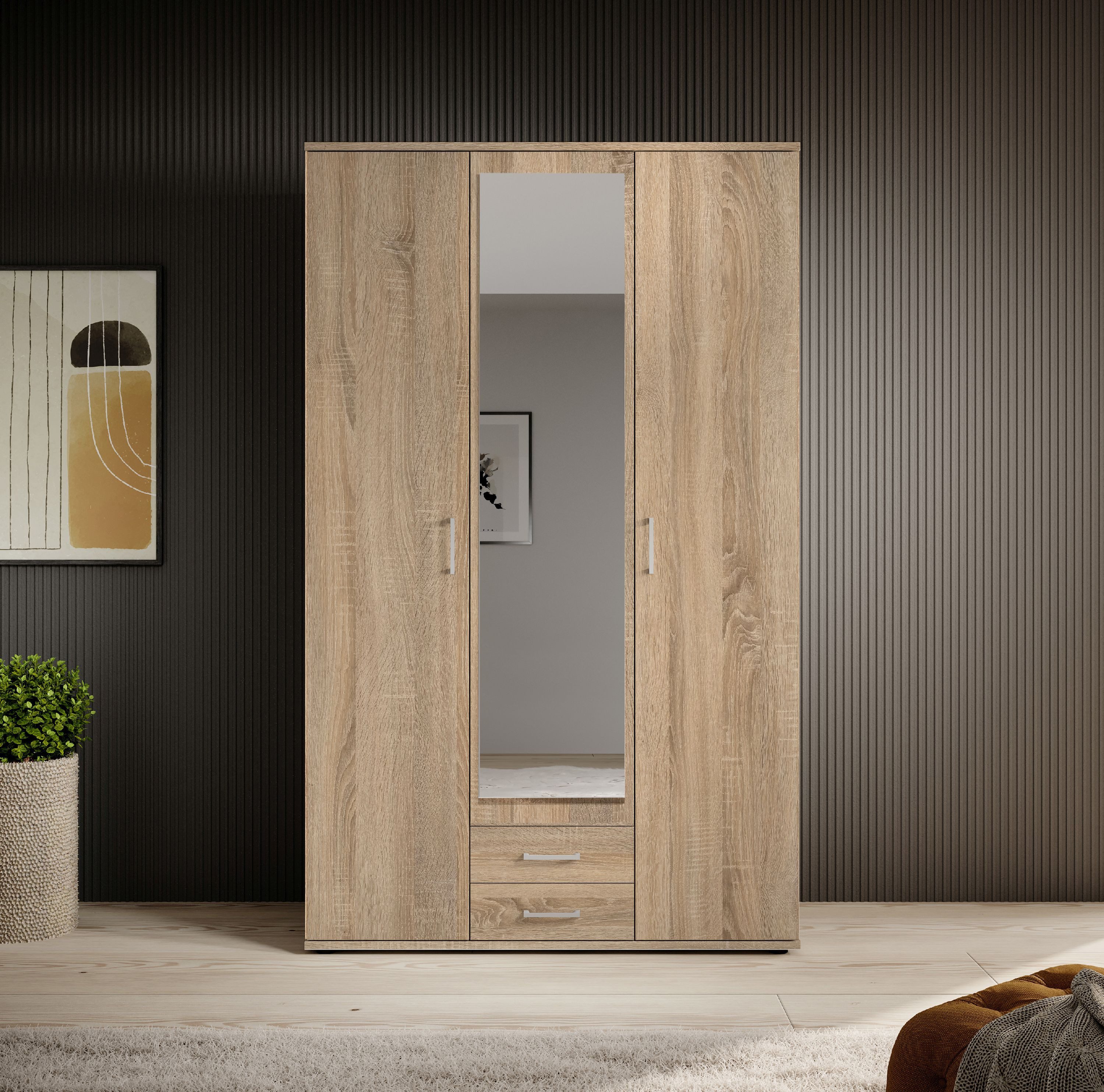 HARPER Kleiderschrank Kleiderschrank HARPER BREST BHT 120x196x54 cm braun Drehtürenschrank – Bild 5 von 5