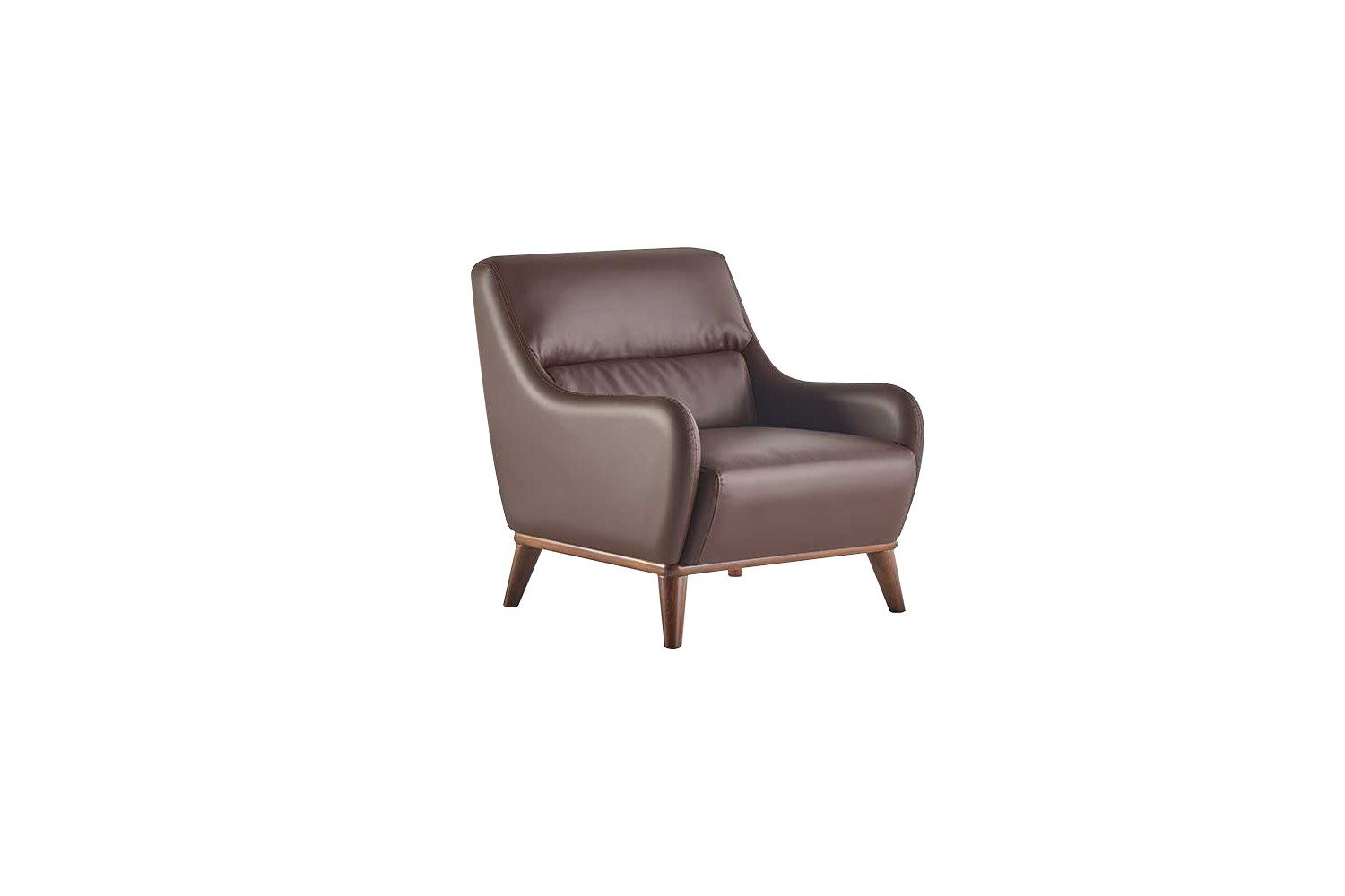 Xlmoebel Sessel Brauner Lehn aus Leder mit Holzgestell, 1-Sitzer (1-St., 1-Sitzer), Made in Europa