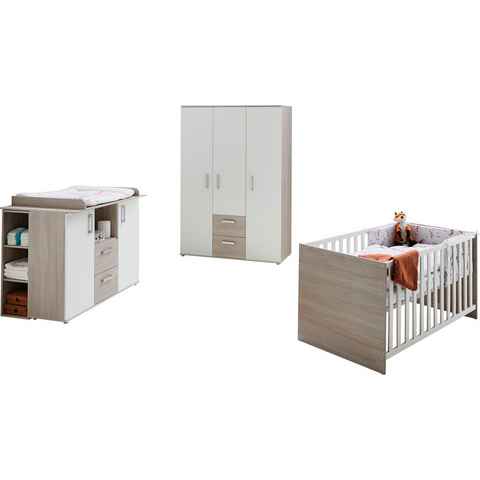 Lüttenhütt Babyzimmer-Komplettset Geert, (Set, 4-St., Kinderbett, Regal, Schrank, Wickelkommode), Made in Germany; mit Kinderbett, Regal, Schrank und Wickelkommode