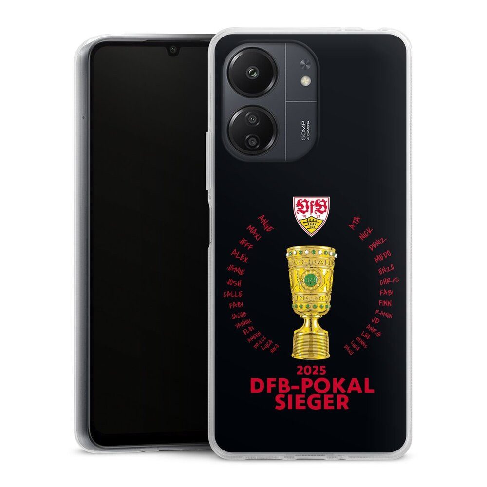 DeinDesign Handyhülle VfB Stuttgart Pokal Offizielles Lizenzprodukt, Xiaomi Redmi 13C 4G Silikon Hülle Bumper Case Handy Schutzhülle